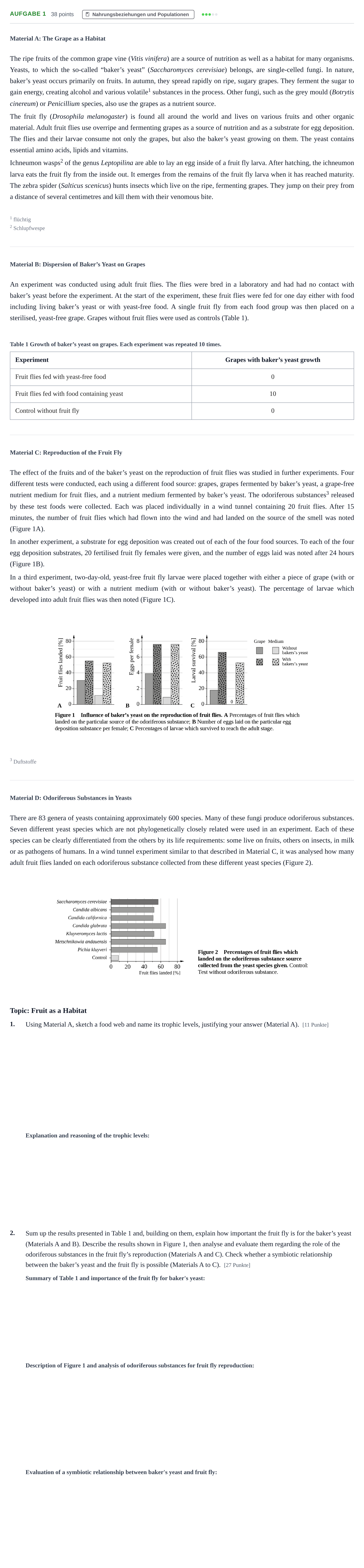 Aufgabenstellung: Aufgabe 1 - Nahrungsbeziehungen und Populationen · Abitur NRW Biologie GK · Haupttermin · bilingual Englisch 2021