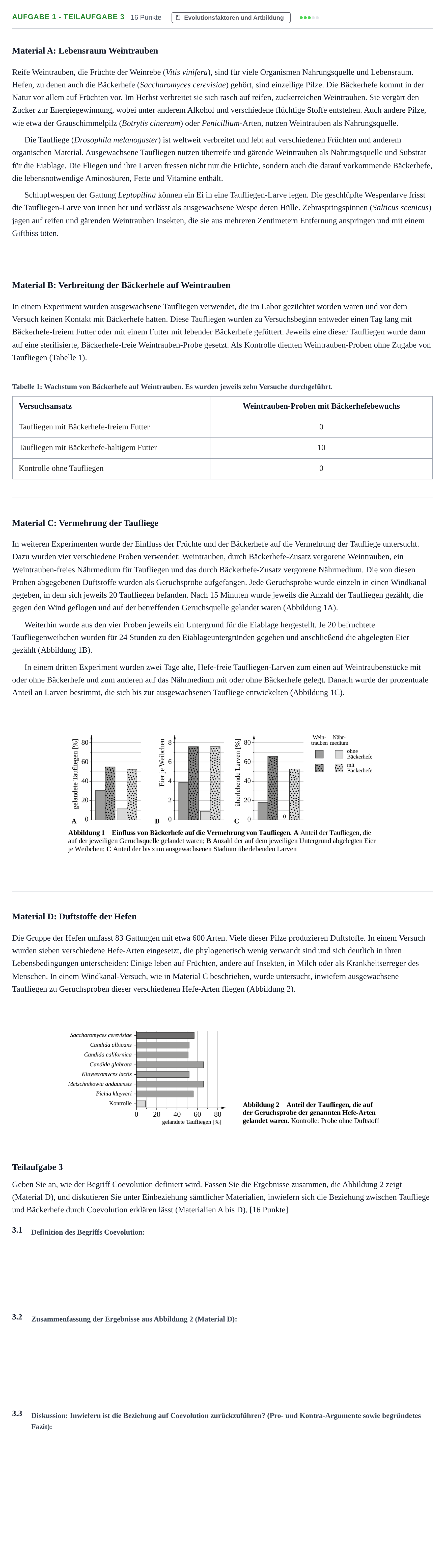 Aufgabenstellung: Aufgabe 1 - Teilaufgabe 3 · Abitur NRW Biologie GK · Haupttermin · Weiterbildungskolleg 2021