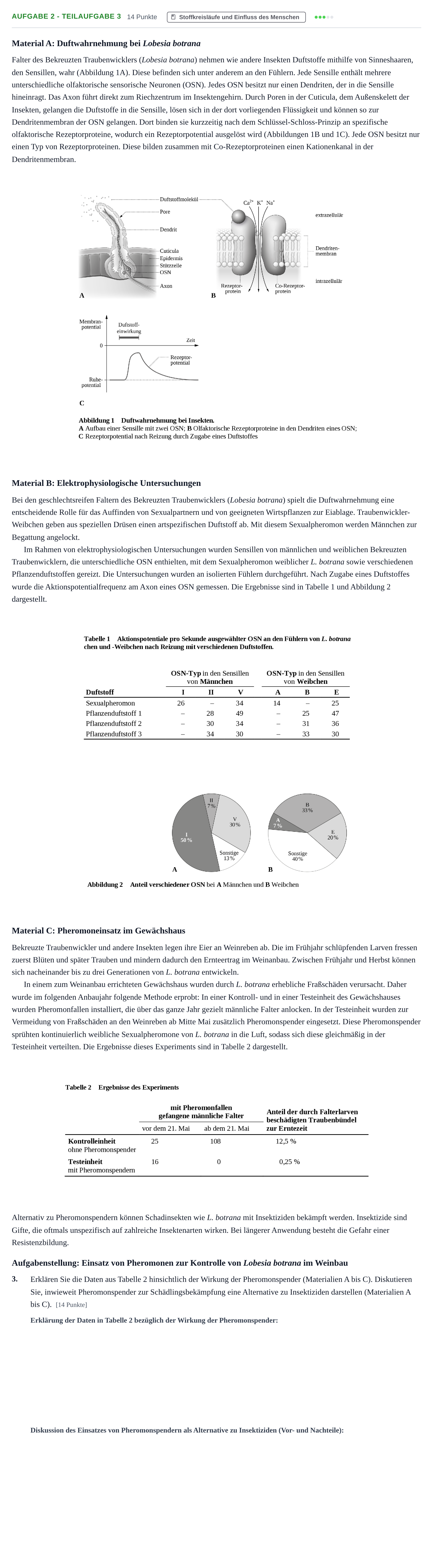 Aufgabenstellung: Aufgabe 2 - Teilaufgabe 3 · Abitur NRW Biologie GK · Haupttermin · Weiterbildungskolleg 2021