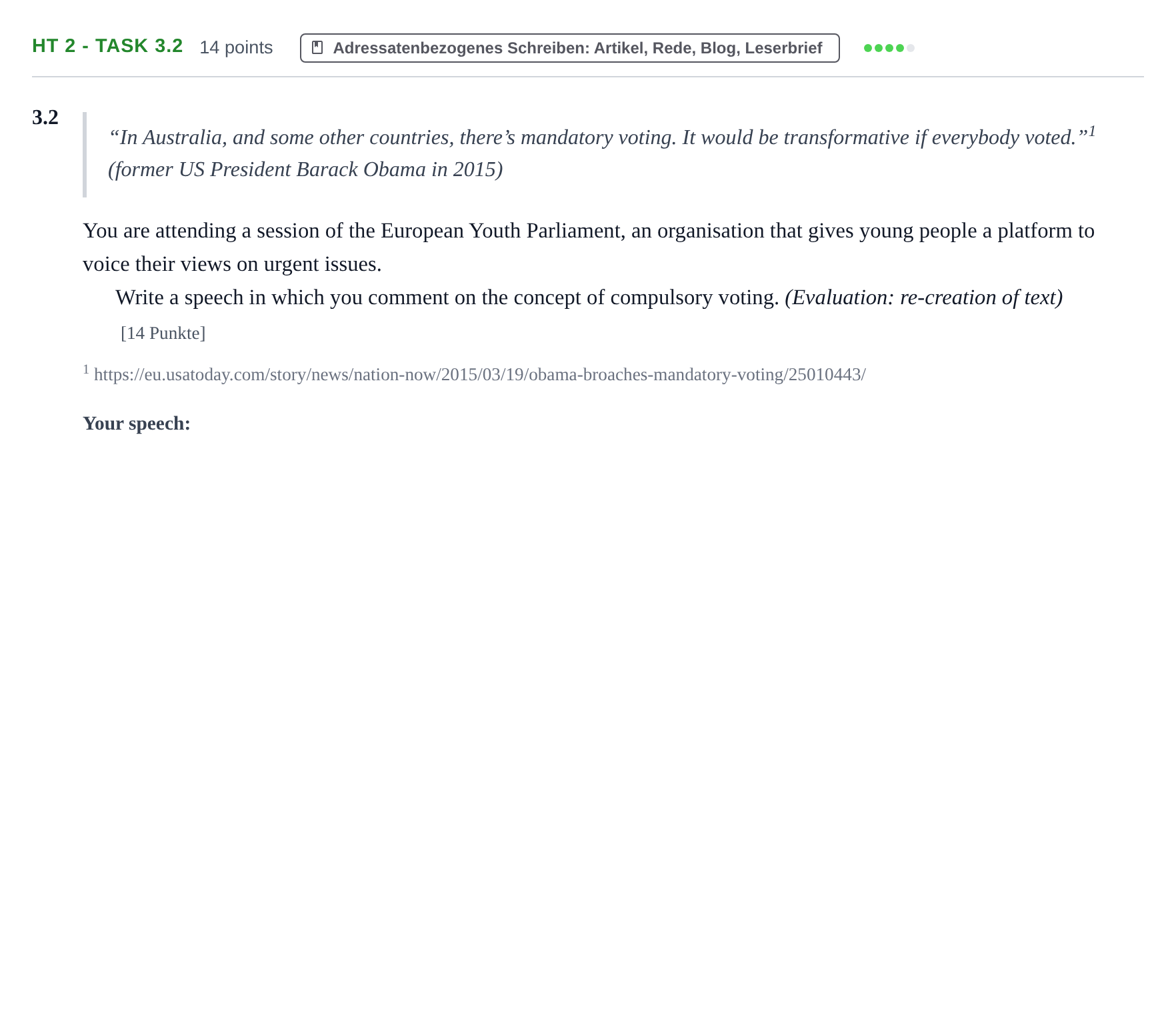 Aufgabenstellung: Aufgabe HT 2 - Task 3.2 · Abitur NRW Englisch LK · Haupttermin · Weiterbildungskolleg 2023