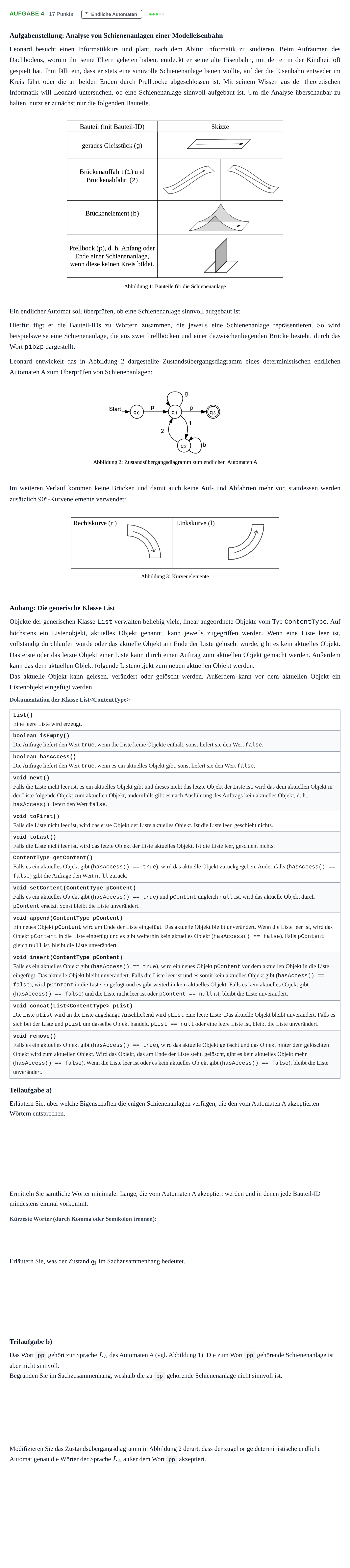 Aufgabenstellung: Aufgabe 4 - Endliche Automaten · Abitur NRW Informatik GK · Haupttermin 2021