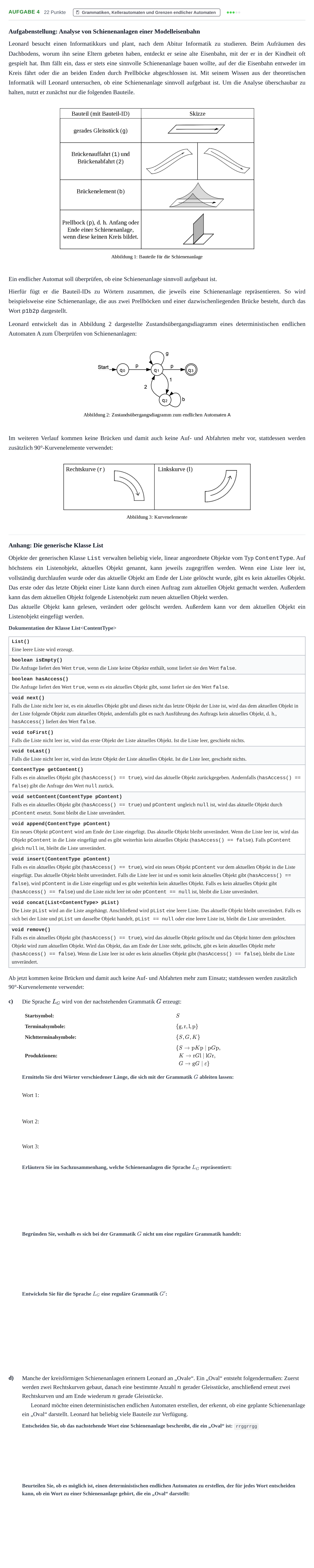 Aufgabenstellung: Aufgabe 4 - Grammatiken, Kellerautomaten und Gren… · Abitur NRW Informatik GK · Haupttermin 2021