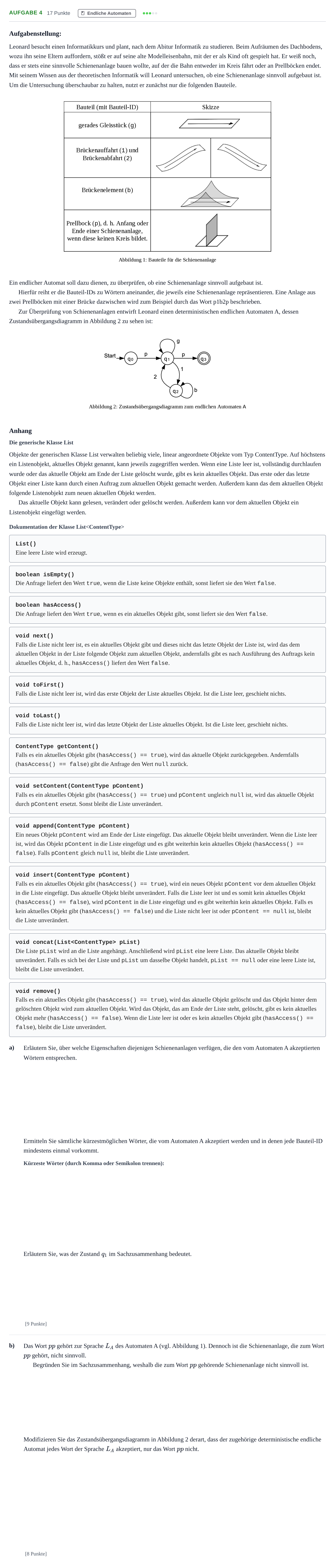 Aufgabenstellung: Aufgabe 4 - Endliche Automaten · Abitur NRW Informatik GK · Haupttermin · Weiterbildungskolleg 2021
