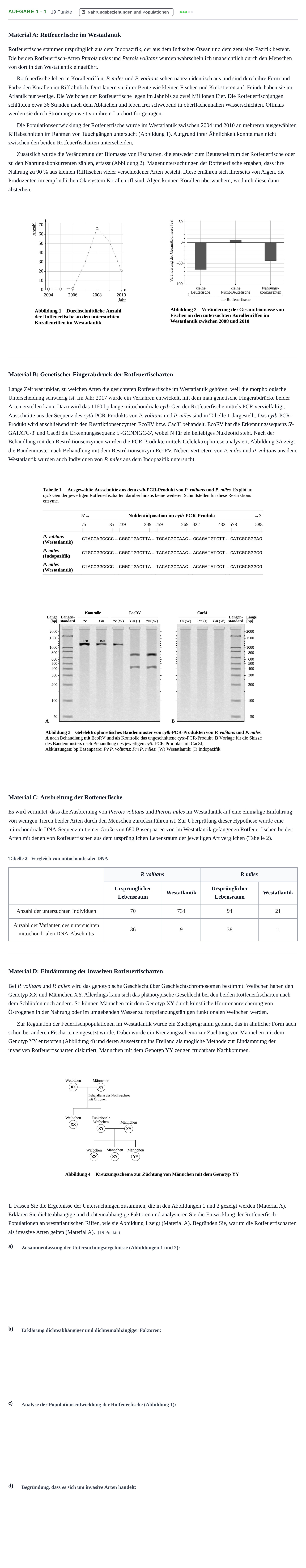 Aufgabenstellung: Aufgabe 1 - 1 · Abitur NRW Biologie LK · Haupttermin · Weiterbildungskolleg 2021