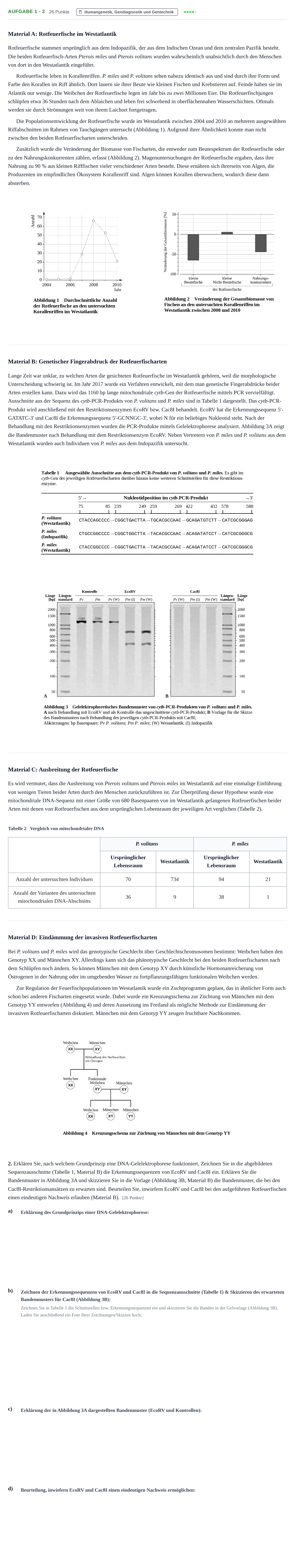 Aufgabenstellung: Aufgabe 1 - 2 · Abitur NRW Biologie LK · Haupttermin · Weiterbildungskolleg 2021