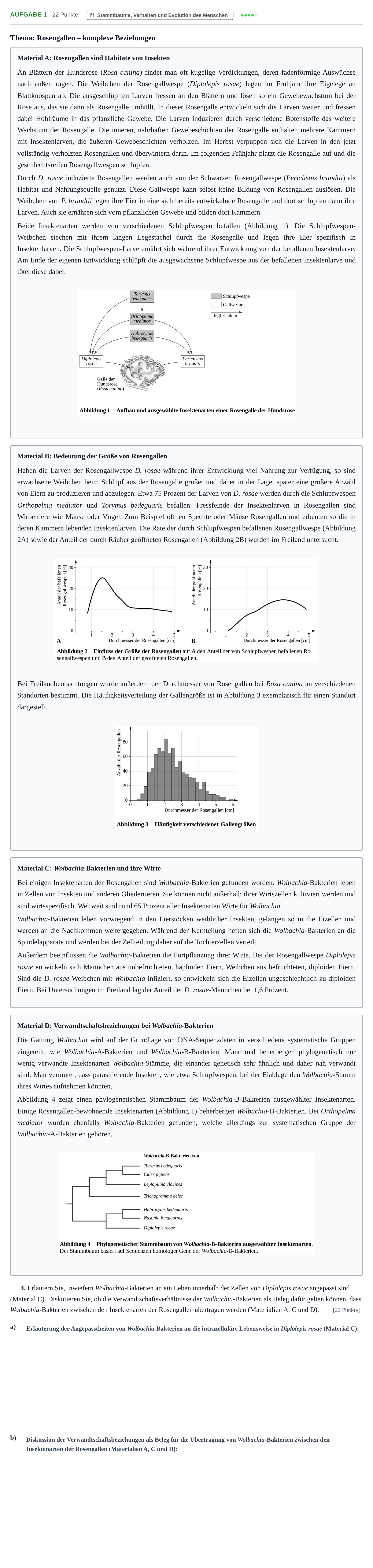 Aufgabenstellung: Aufgabe 1 - Stammbäume, Verhalten und Evolution d… · Abitur NRW Biologie LK · Nachtermin 2021