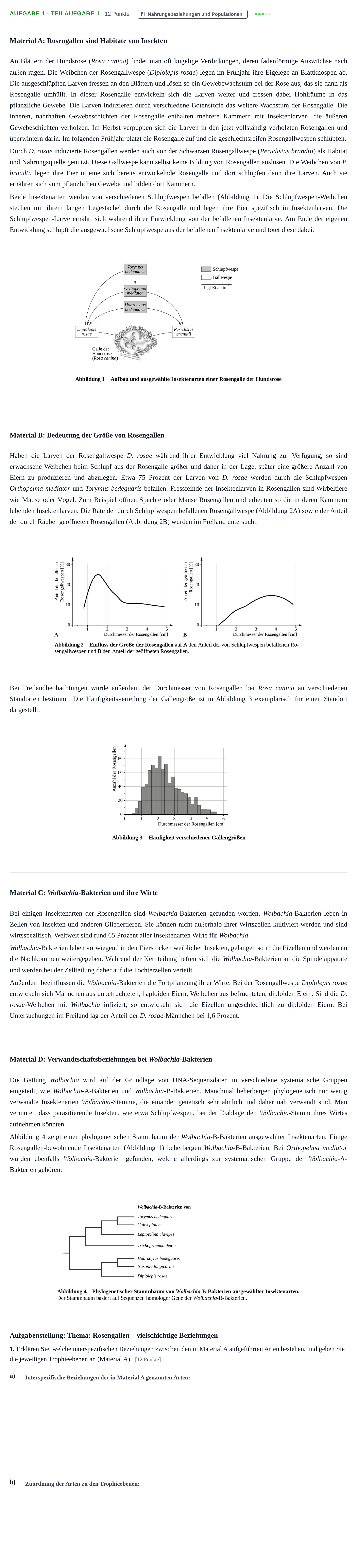 Aufgabenstellung: Aufgabe 1 - Teilaufgabe 1 · Abitur NRW Biologie LK · Nachtermin · Weiterbildungskolleg 2021
