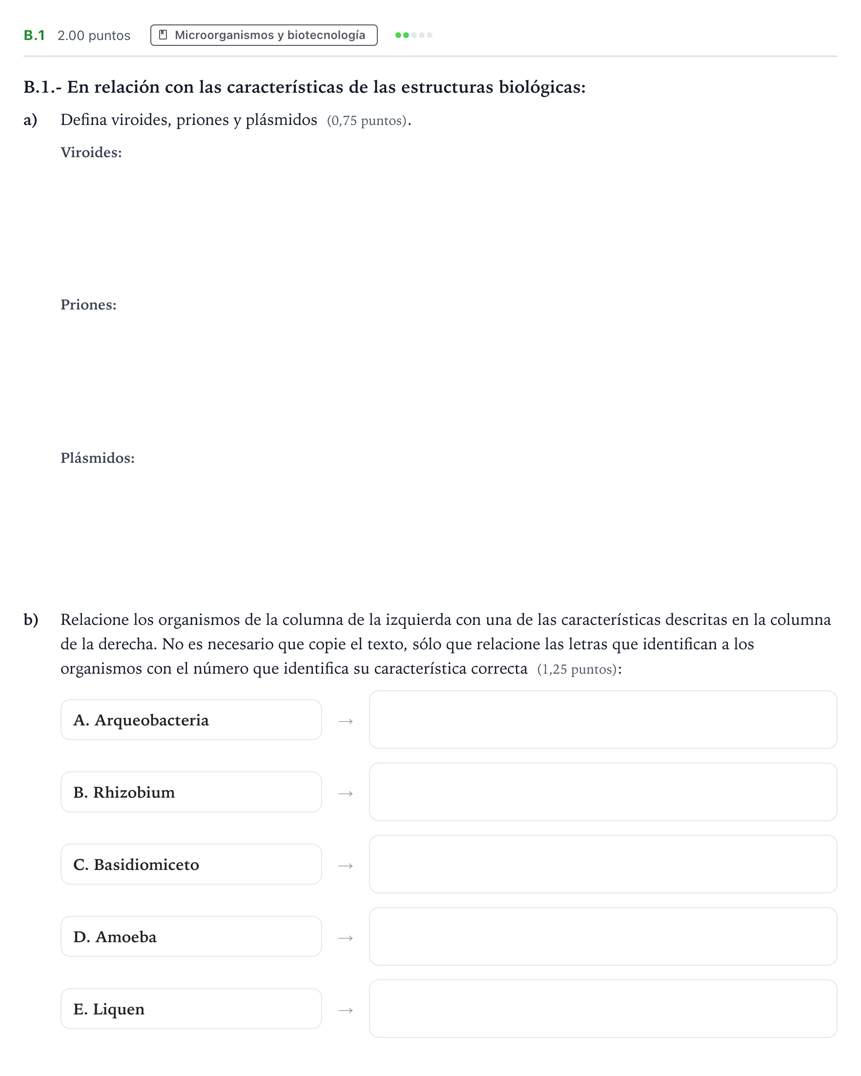 Enunciado: Ejercicio B.1 · Biología PAU Madrid Ordinaria Coincidencias 2021