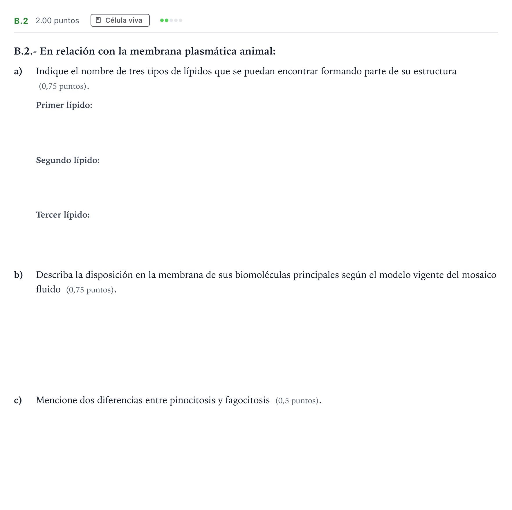 Enunciado: Ejercicio B.2 · Biología PAU Madrid Ordinaria Coincidencias 2021