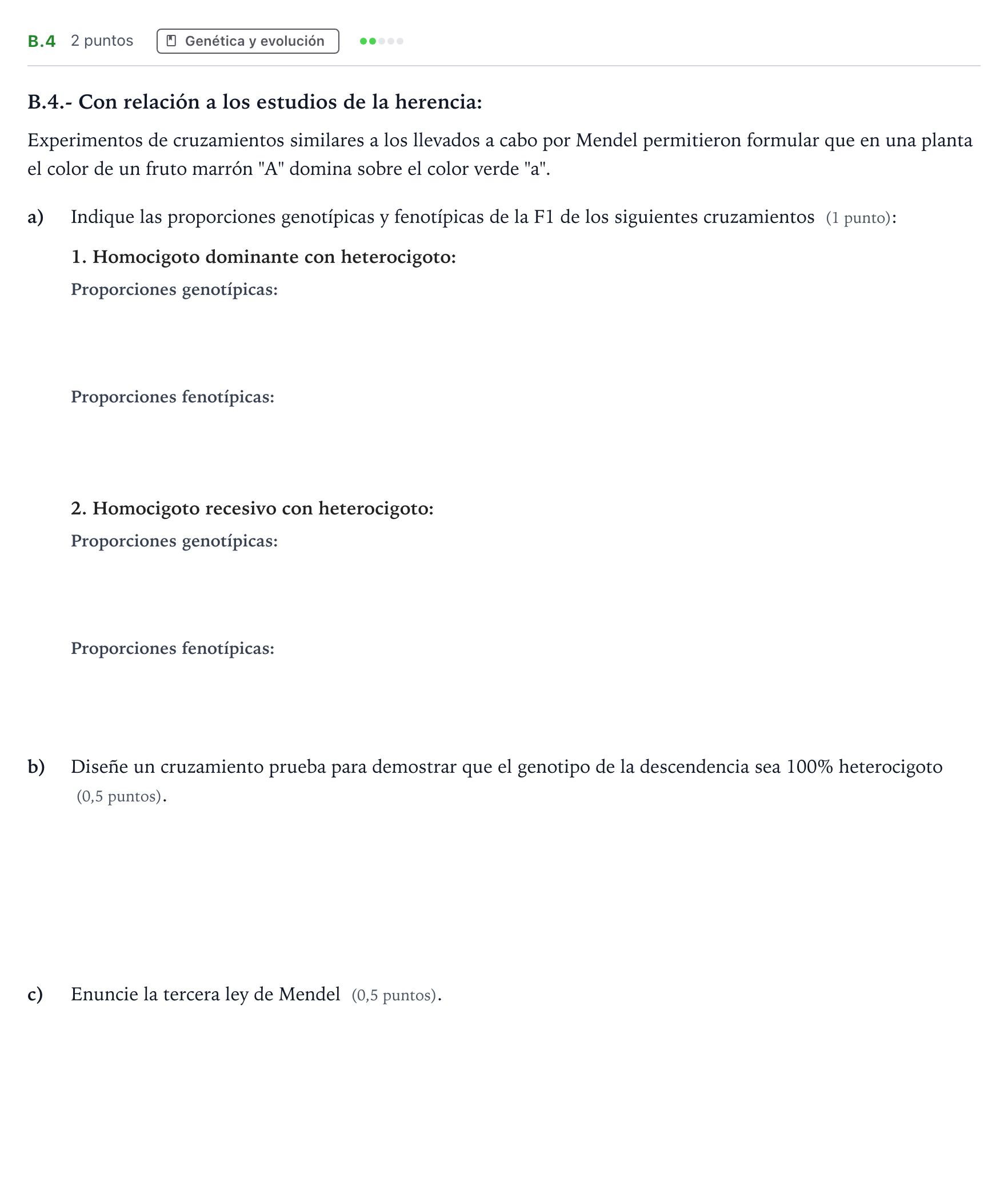Enunciado: Ejercicio B.4 · Biología PAU Madrid Ordinaria Coincidencias 2021