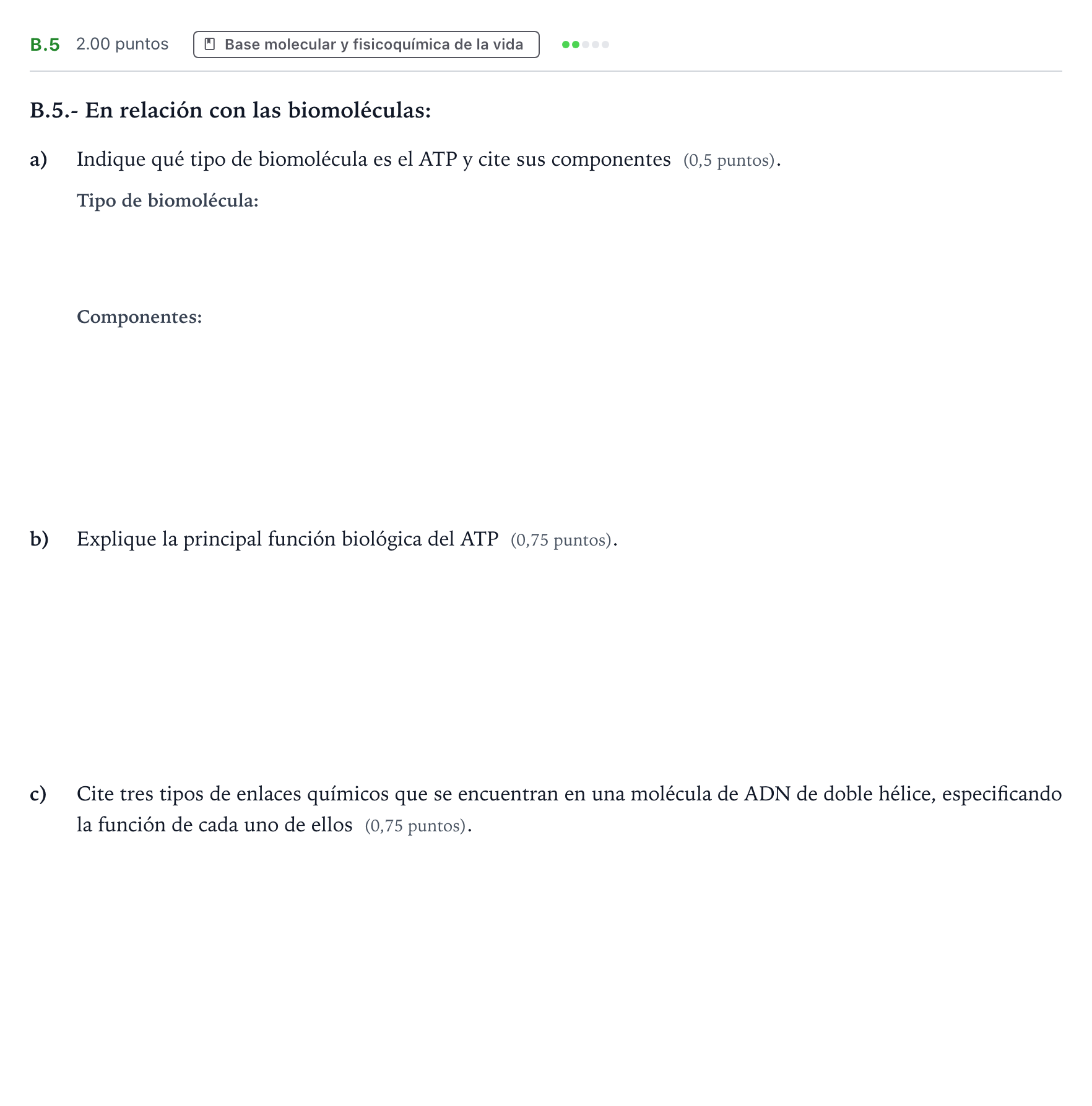Enunciado: Ejercicio B.5 · Biología PAU Madrid Ordinaria Coincidencias 2021