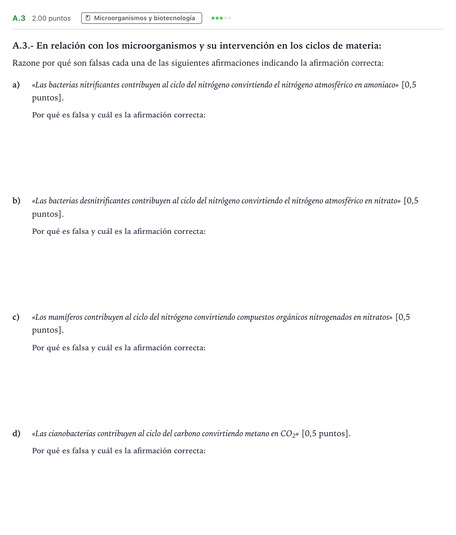 Enunciado: Ejercicio A.3 · Biología PAU Madrid Extraordinaria 2021