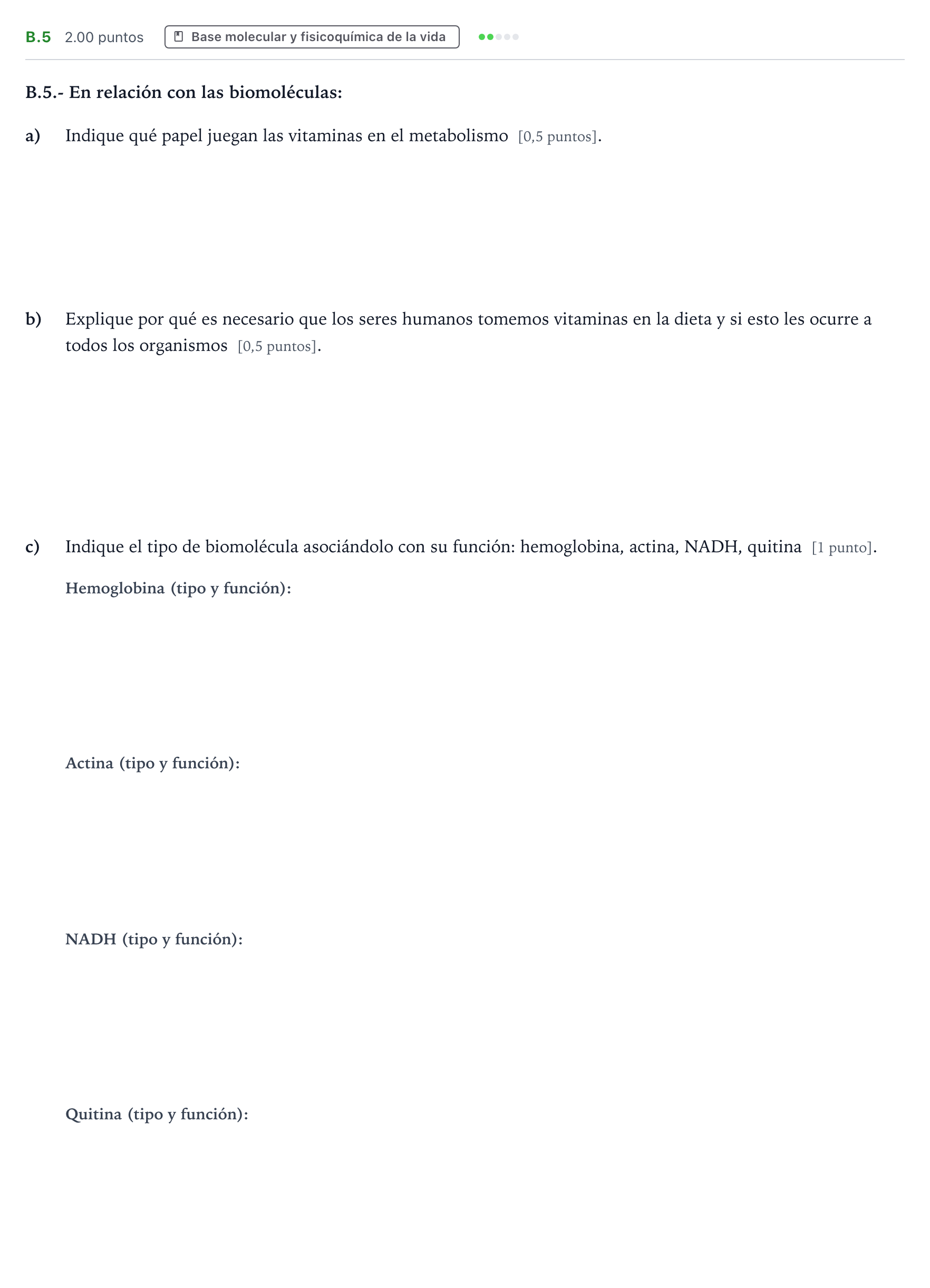 Enunciado: Ejercicio B.5 · Biología PAU Madrid Extraordinaria 2021