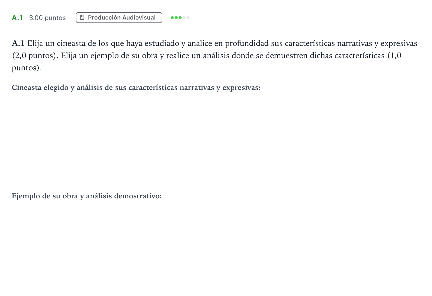 Enunciado: Ejercicio A.1 · Cultura Audiovisual II PAU Madrid Modelo 2021
