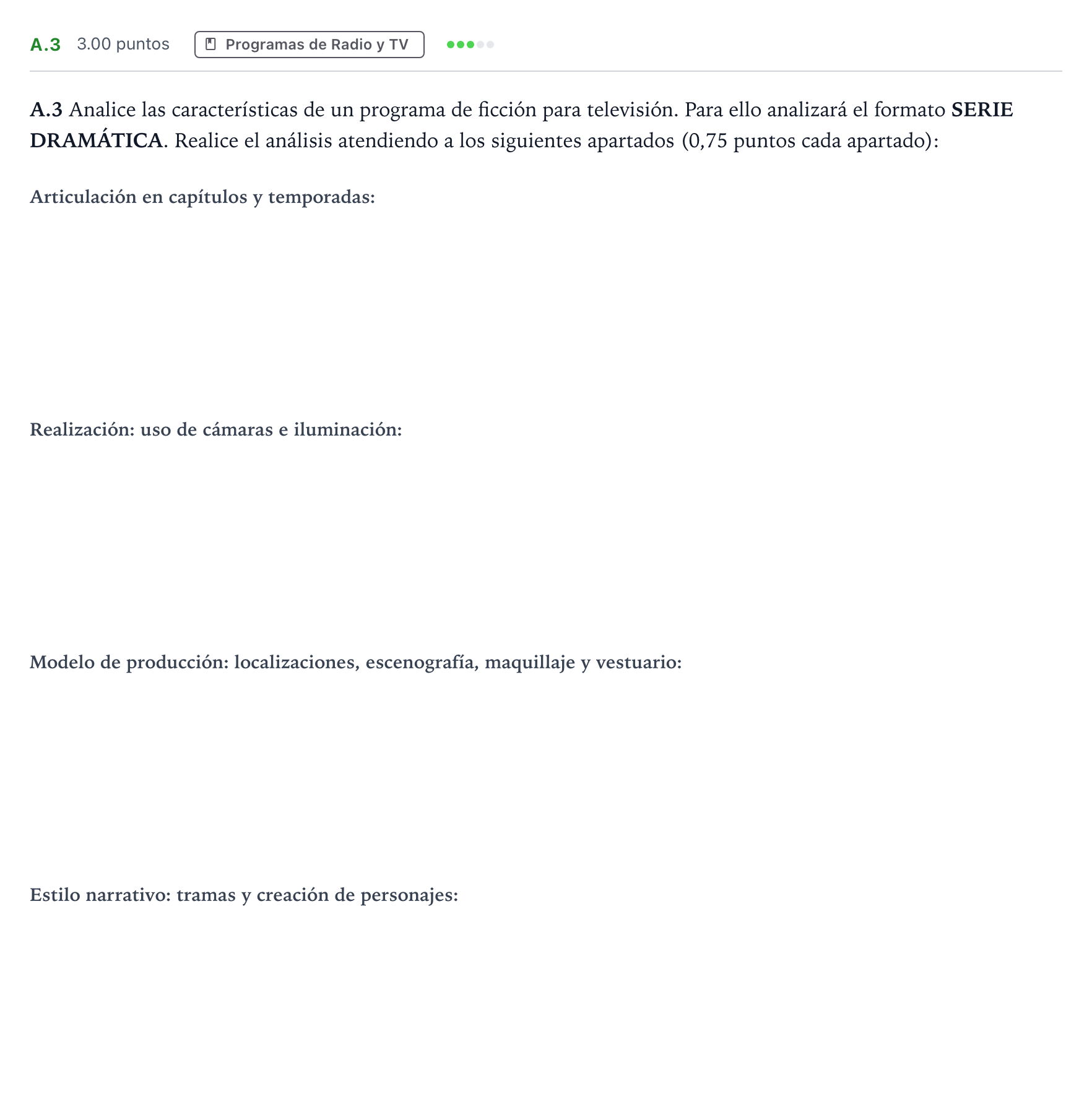Enunciado: Ejercicio A.3 · Cultura Audiovisual II PAU Madrid Modelo 2021