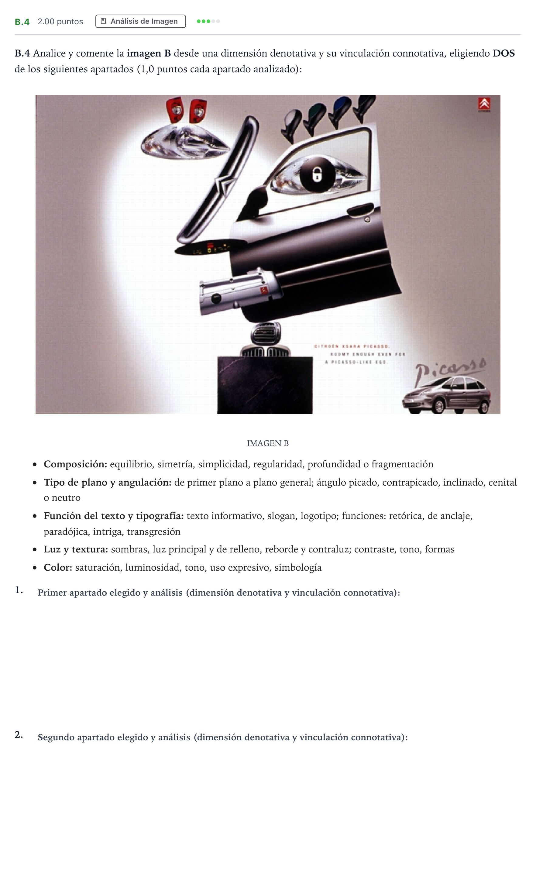 Enunciado: Ejercicio B.4 · Cultura Audiovisual II PAU Madrid Modelo 2021