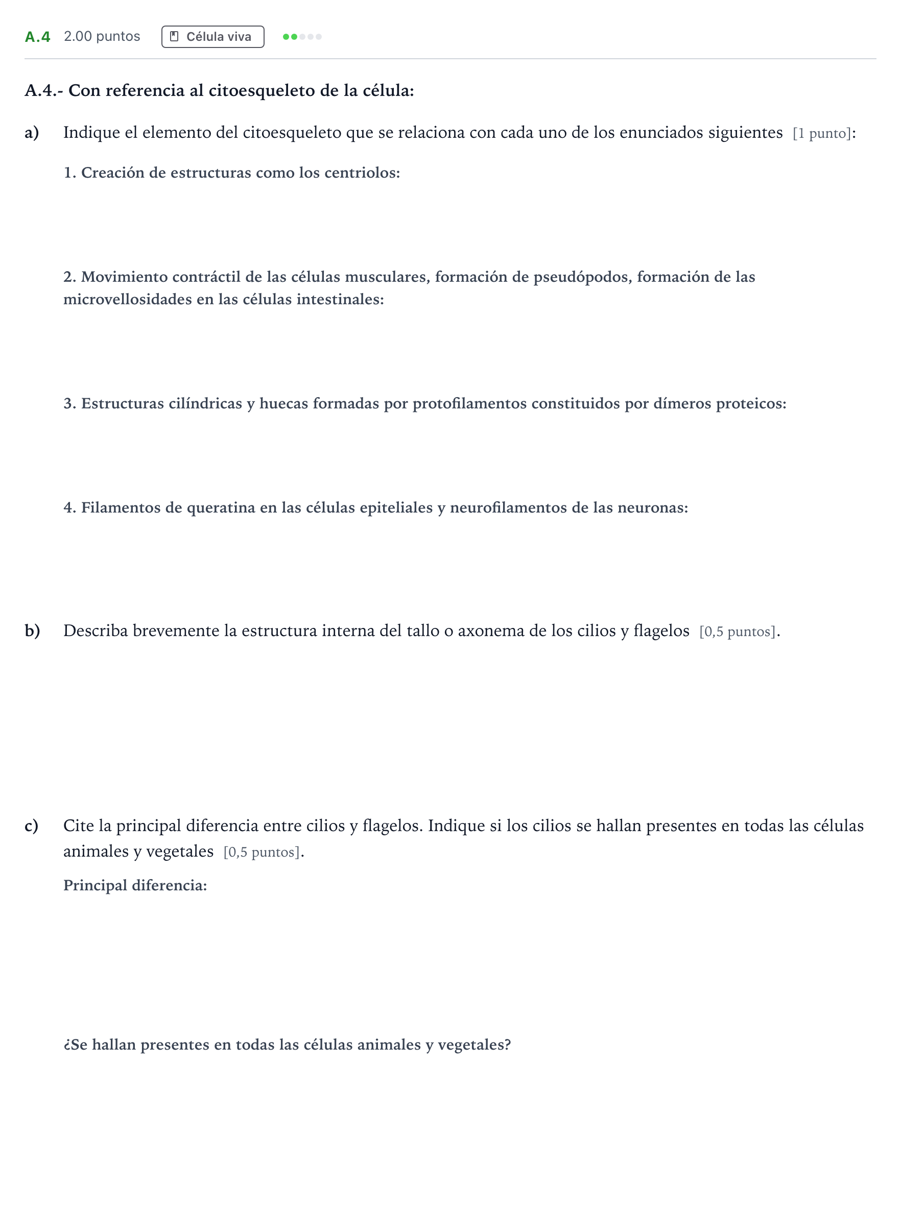 Enunciado: Ejercicio A.4 · Biología PAU Madrid Ordinaria 2021
