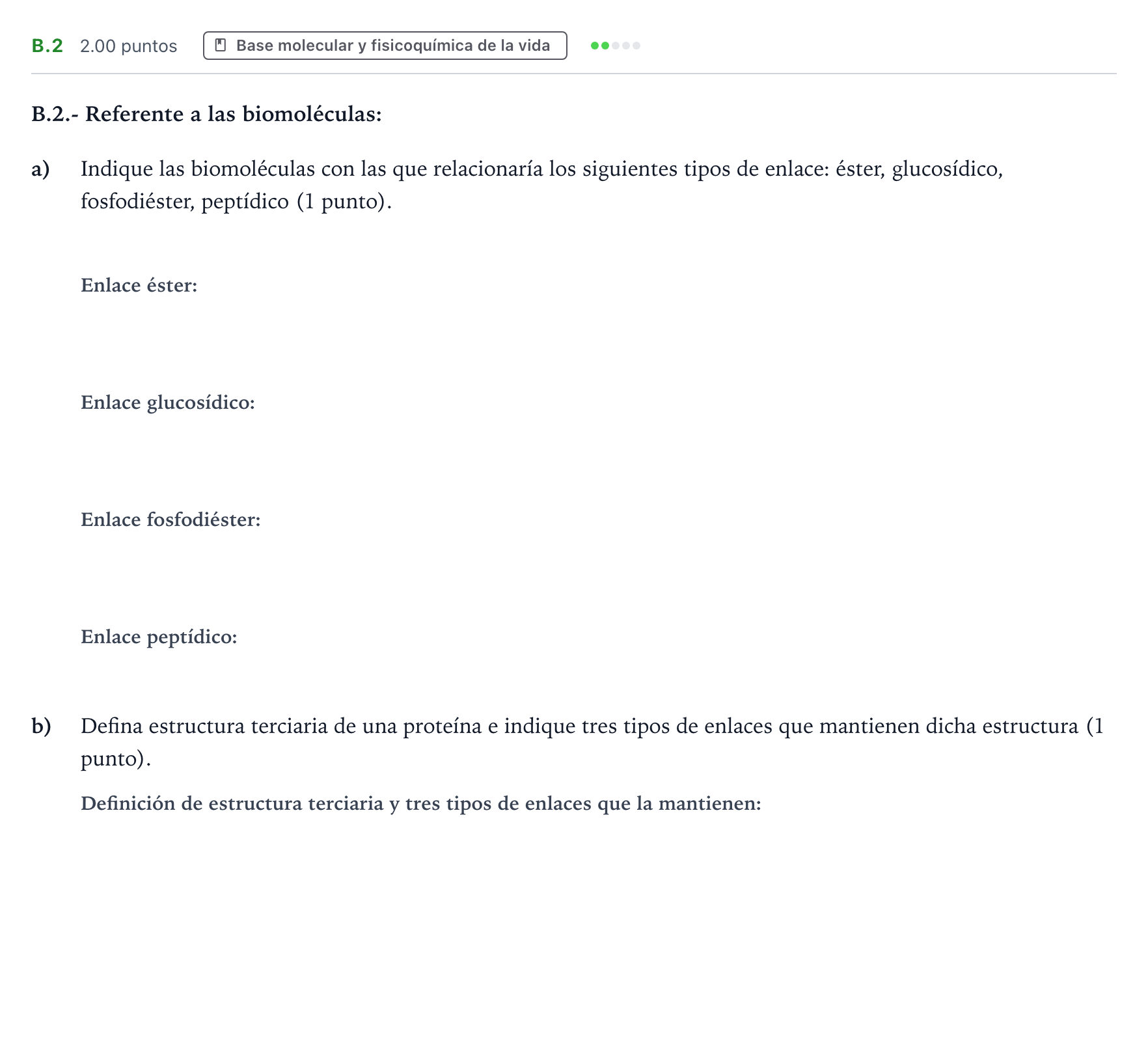 Enunciado: Ejercicio B.2 · Biología PAU Madrid Ordinaria 2021