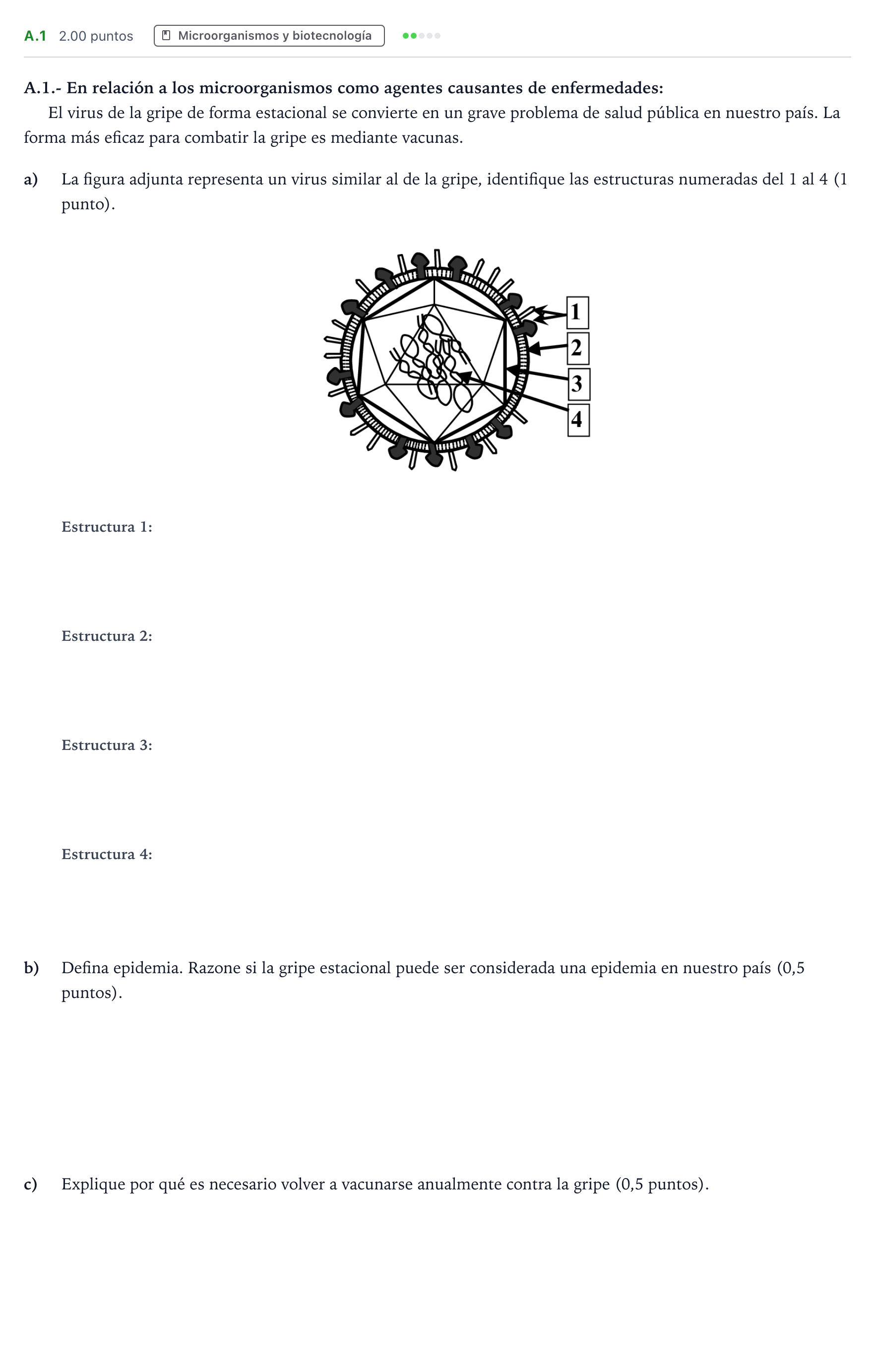 Enunciado: Ejercicio A.1 · Biología PAU Madrid Modelo 2021