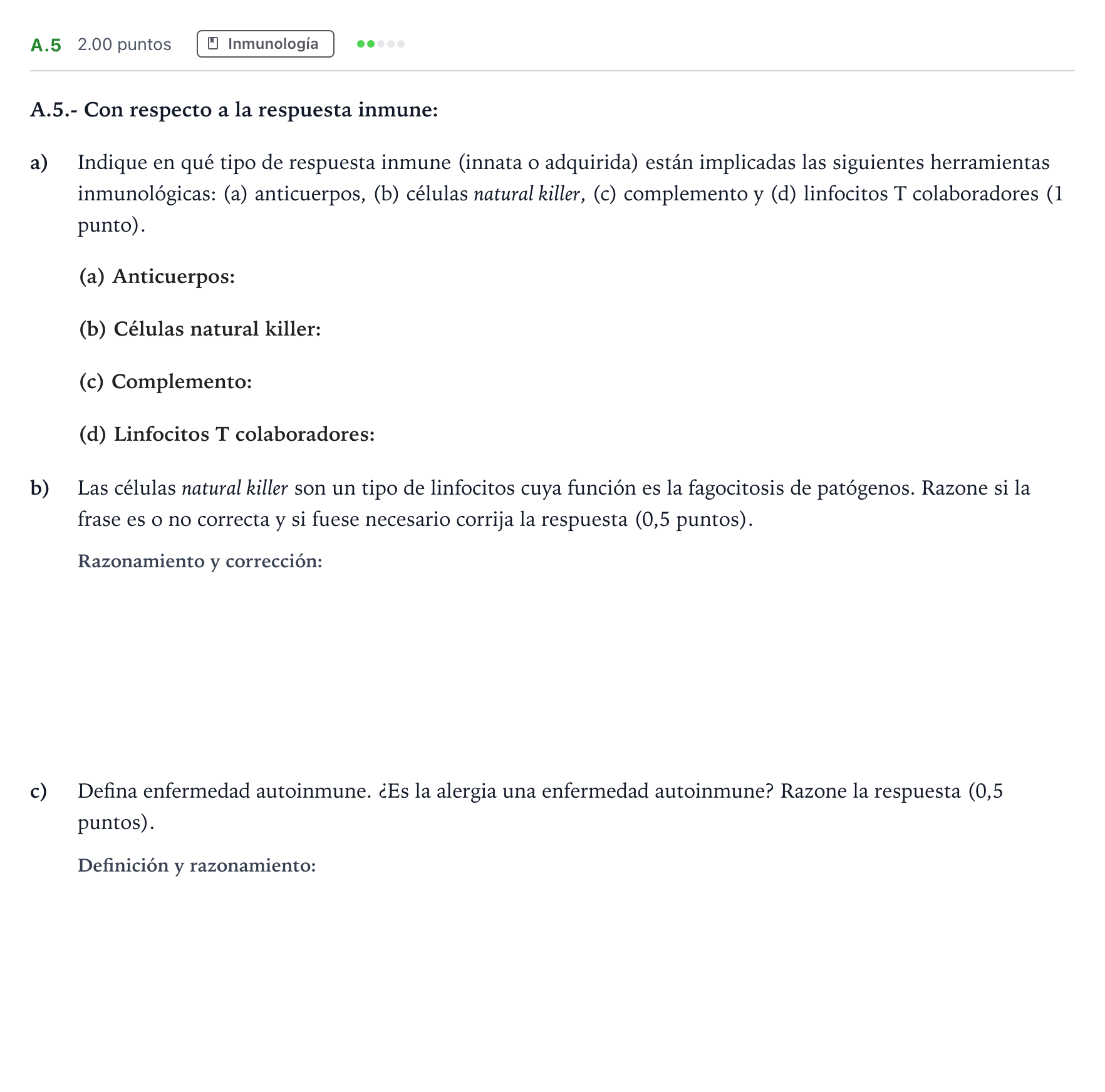 Enunciado: Ejercicio A.5 · Biología PAU Madrid Modelo 2021