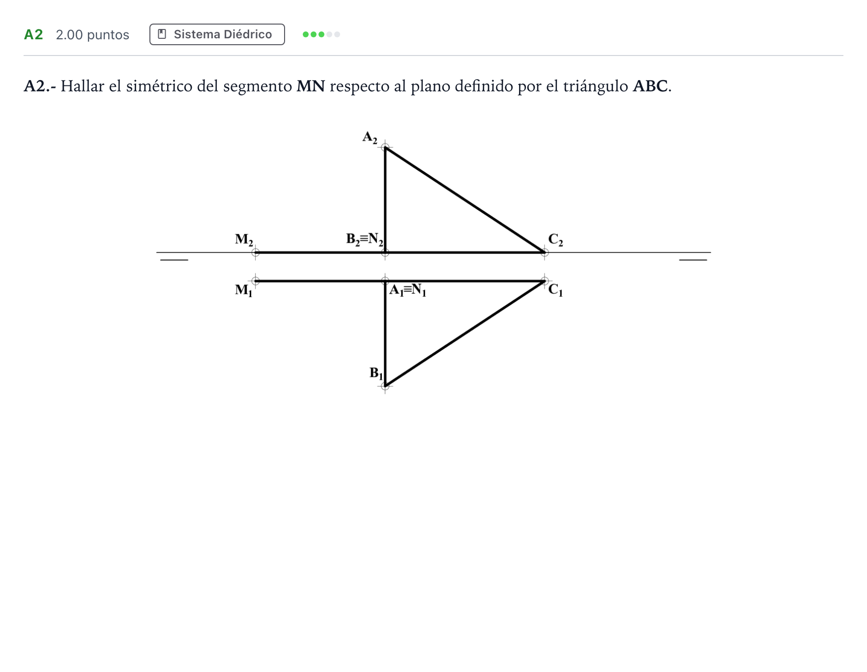 Enunciado: Ejercicio A2 · Dibujo técnico II PAU Madrid Modelo 2021