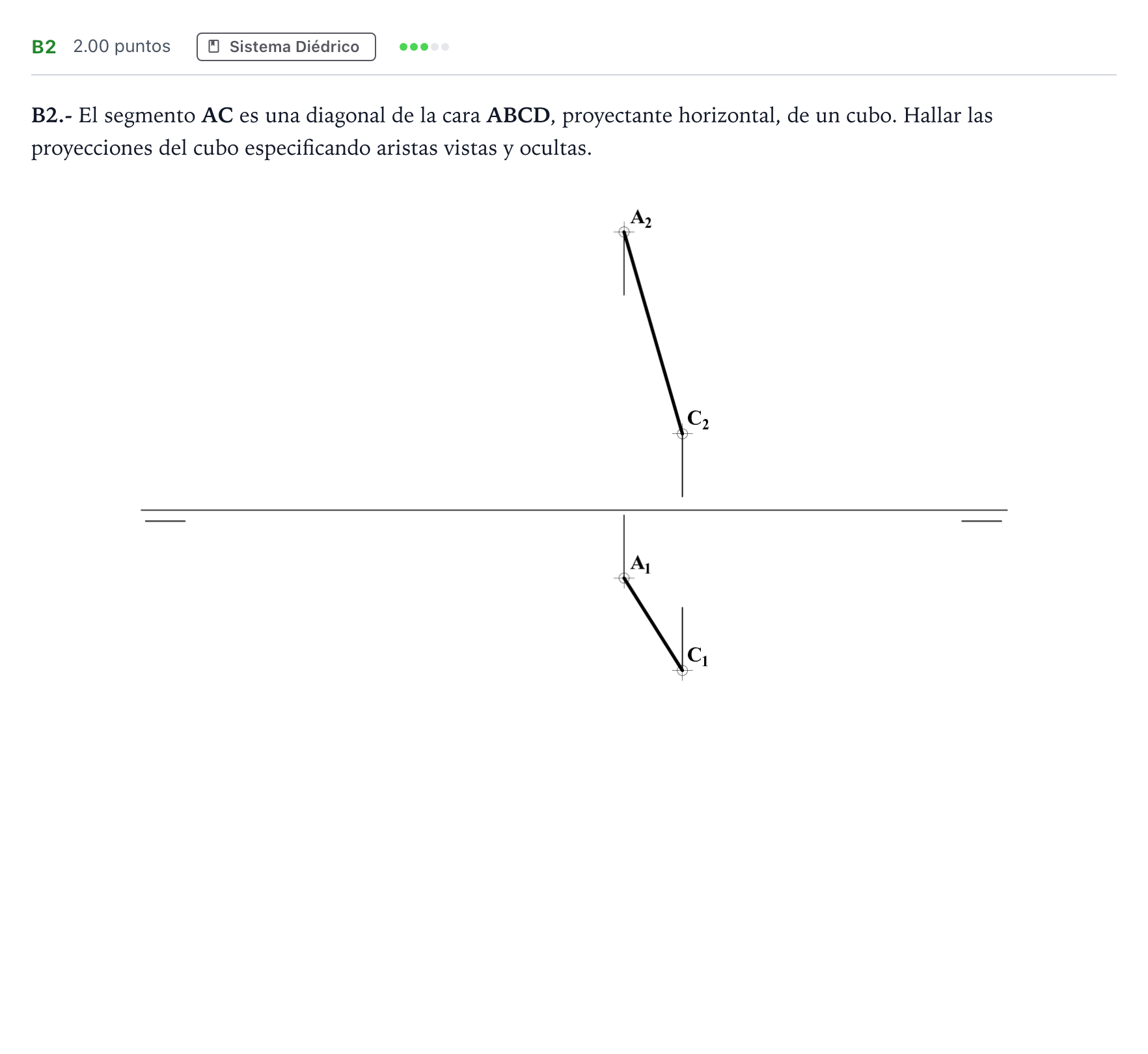 Enunciado: Ejercicio B2 · Dibujo técnico II PAU Madrid Modelo 2021