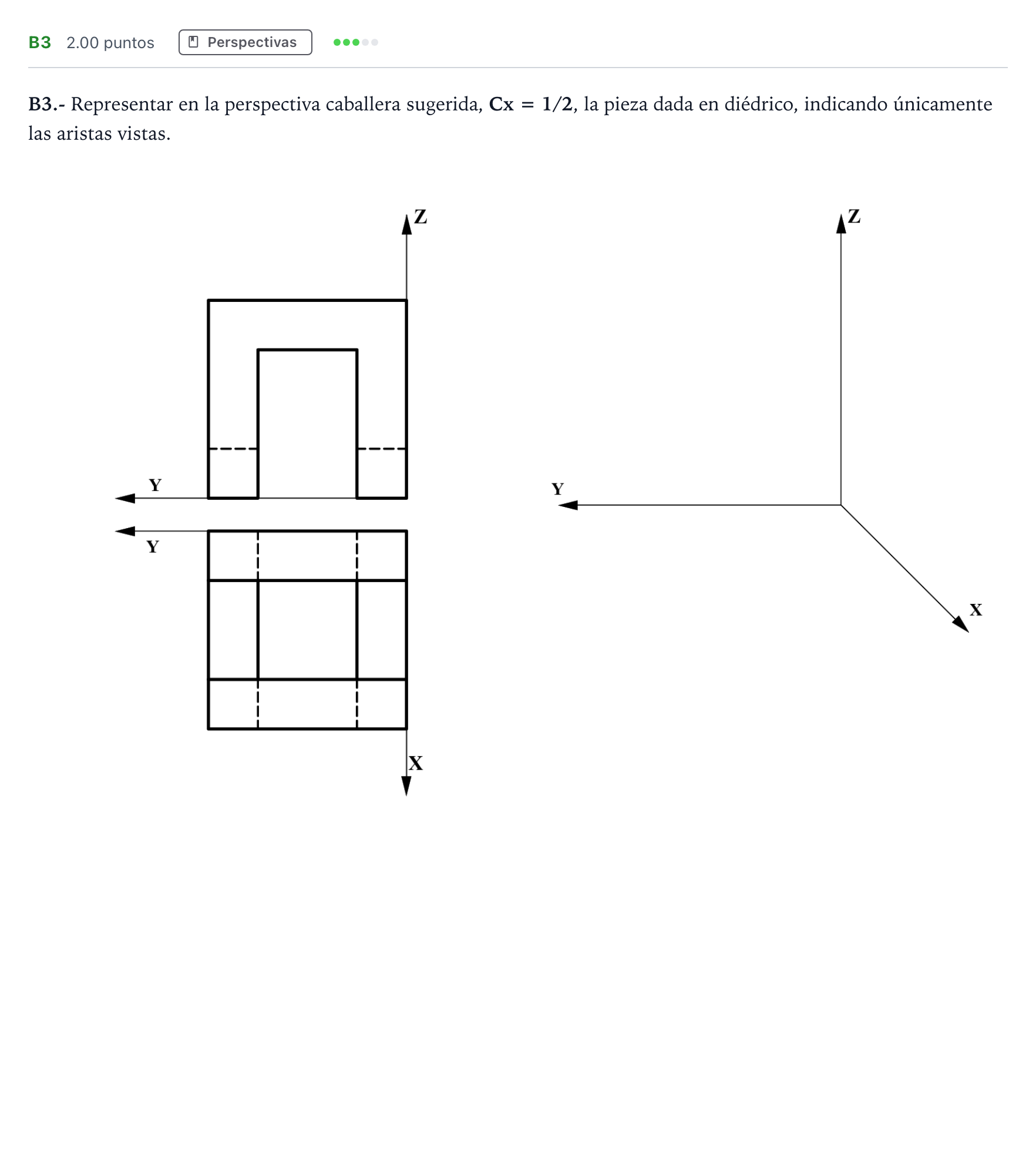 Enunciado: Ejercicio B3 · Dibujo técnico II PAU Madrid Modelo 2021