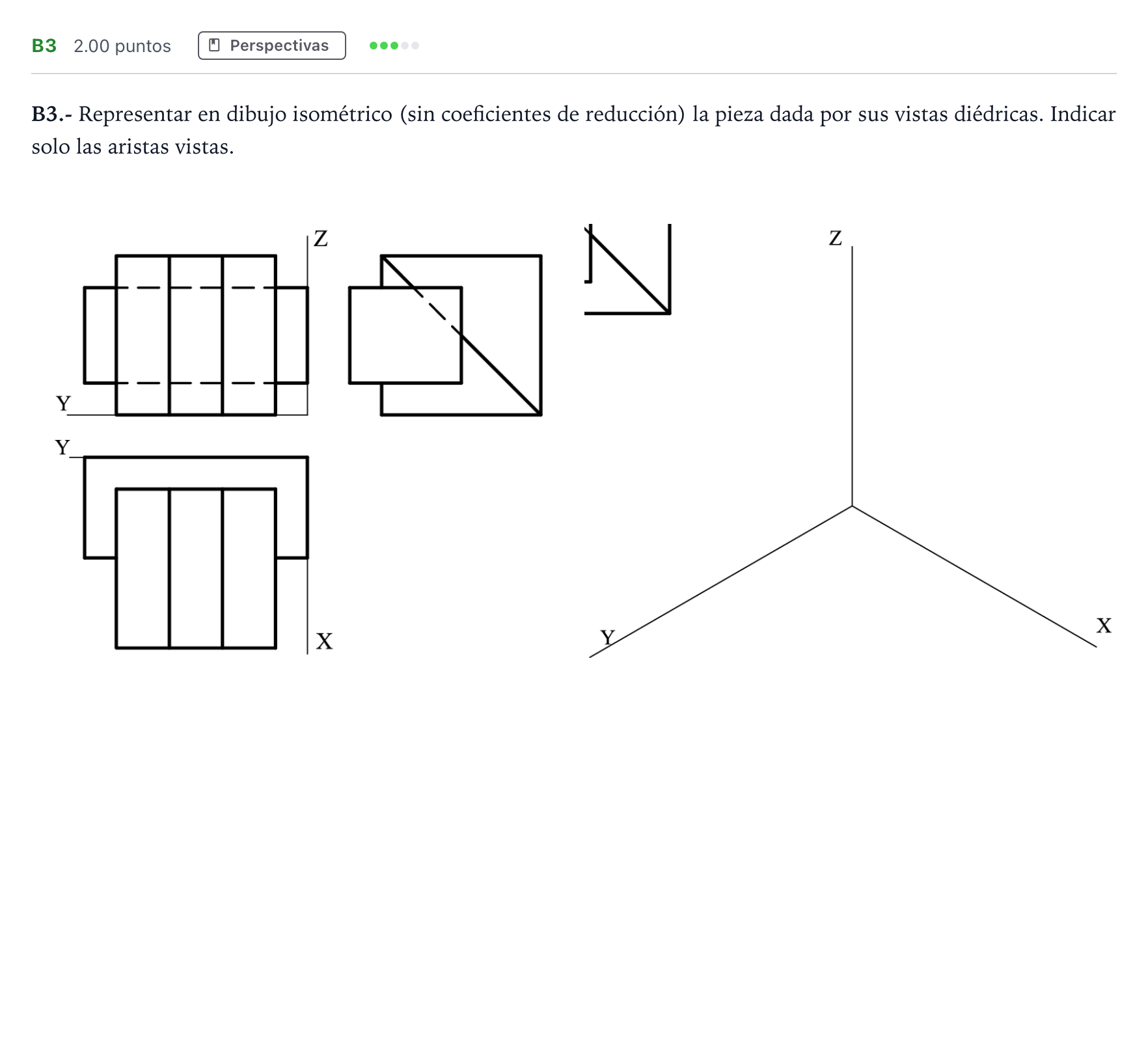 Enunciado: Ejercicio B3 · Dibujo técnico II PAU Madrid Ordinaria 2021