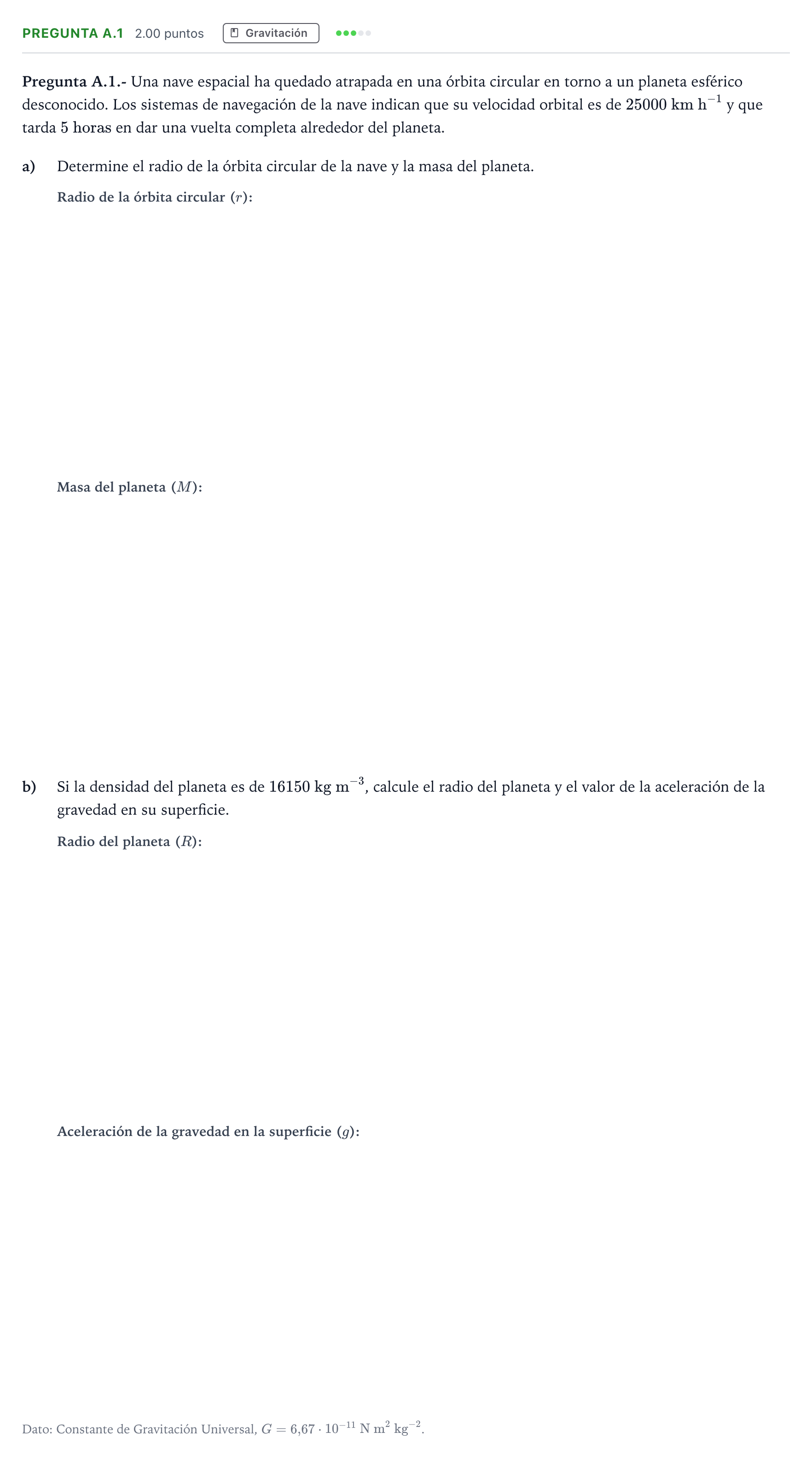 Enunciado: Pregunta A.1 · Física PAU Madrid Extraordinaria 2021