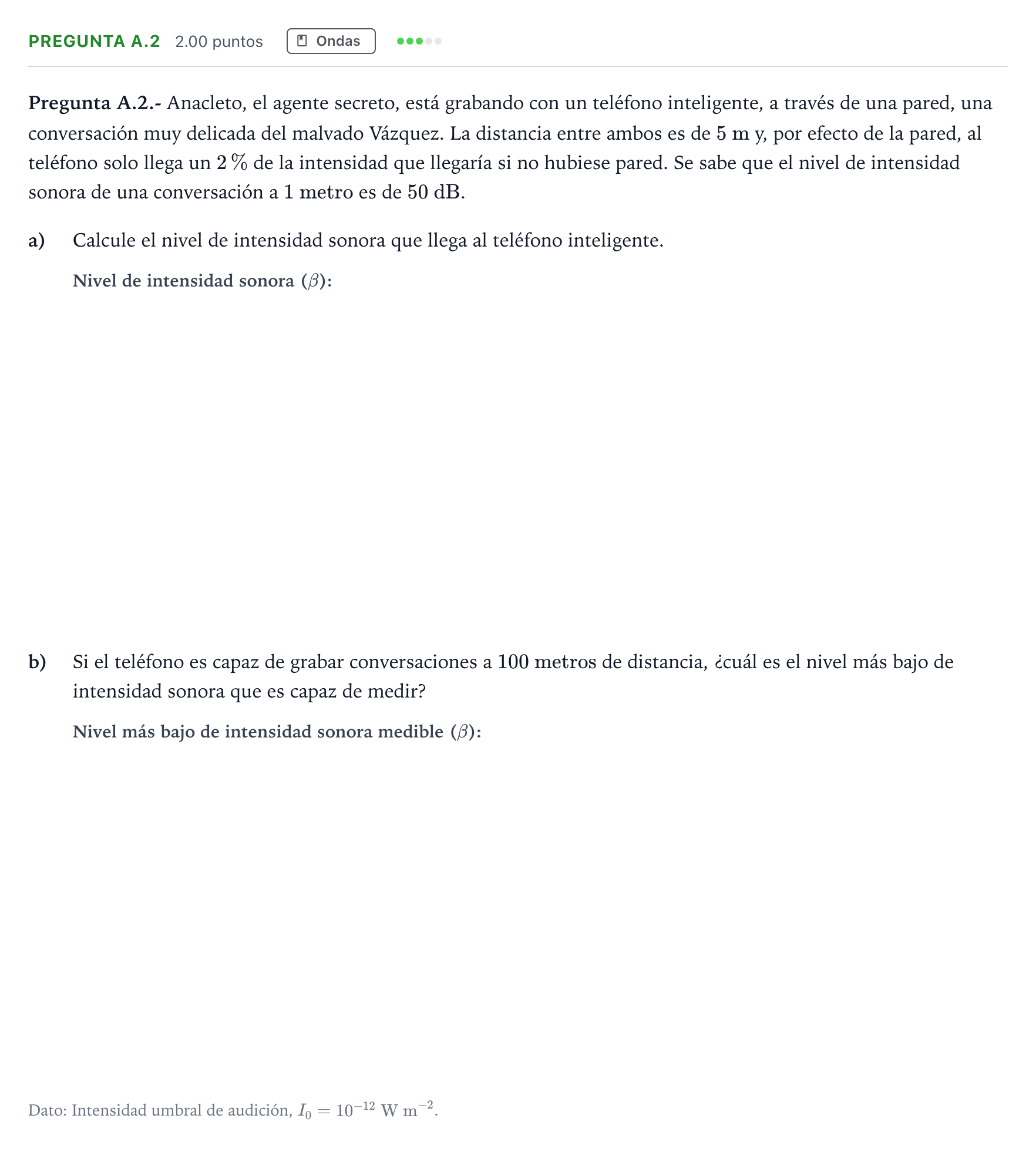 Enunciado: Pregunta A.2 · Física PAU Madrid Extraordinaria 2021