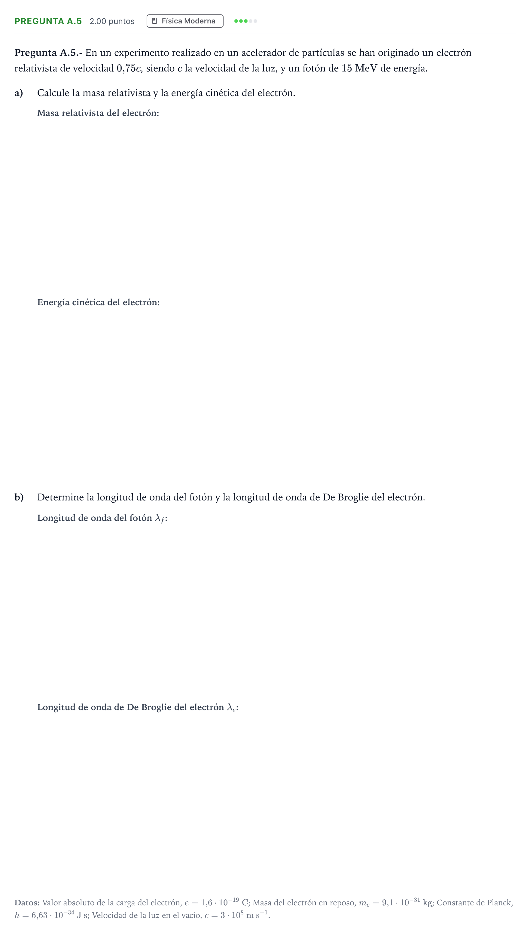 Enunciado: Pregunta A.5 · Física PAU Madrid Extraordinaria 2021