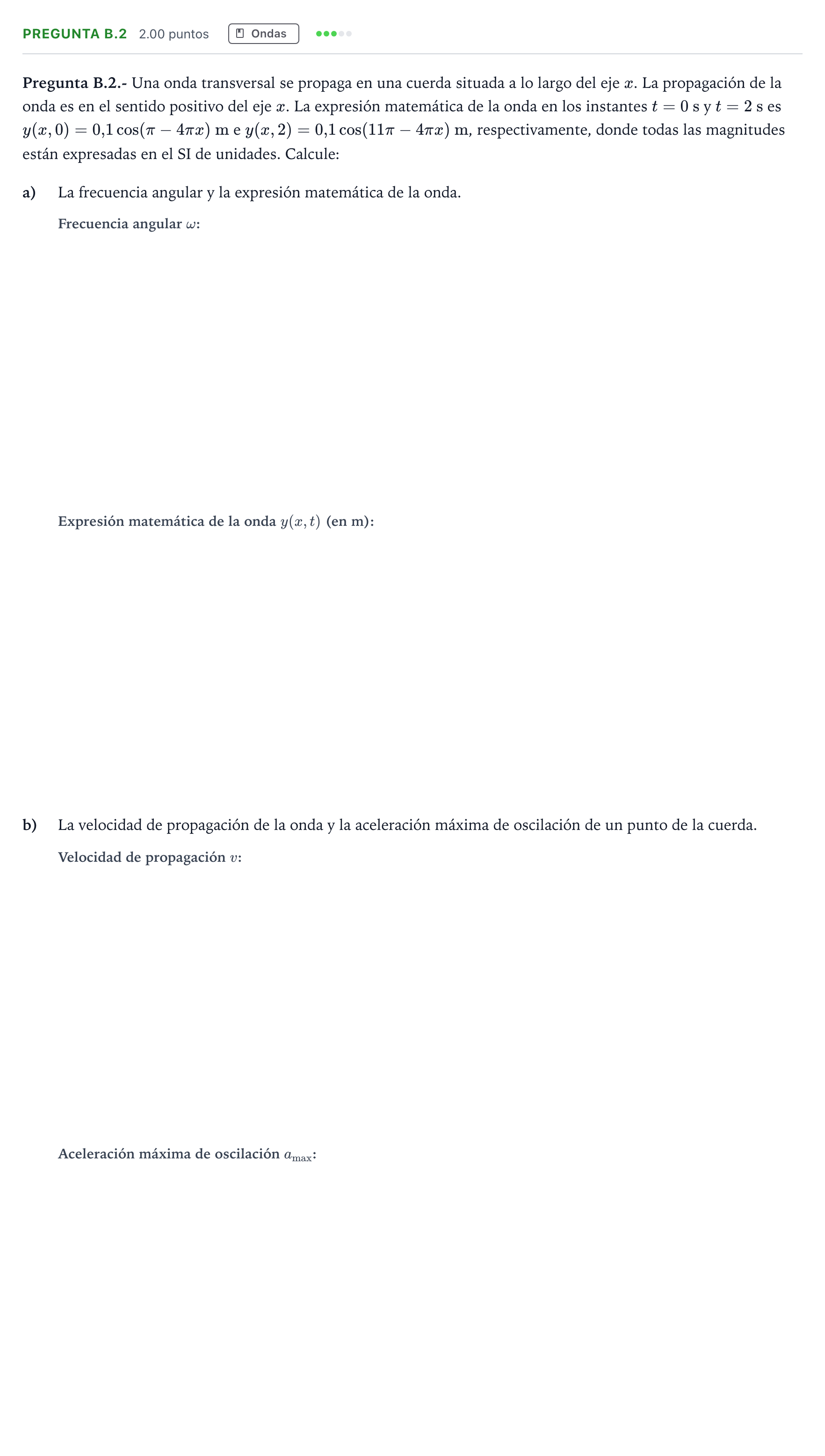 Enunciado: Pregunta B.2 · Física PAU Madrid Extraordinaria 2021
