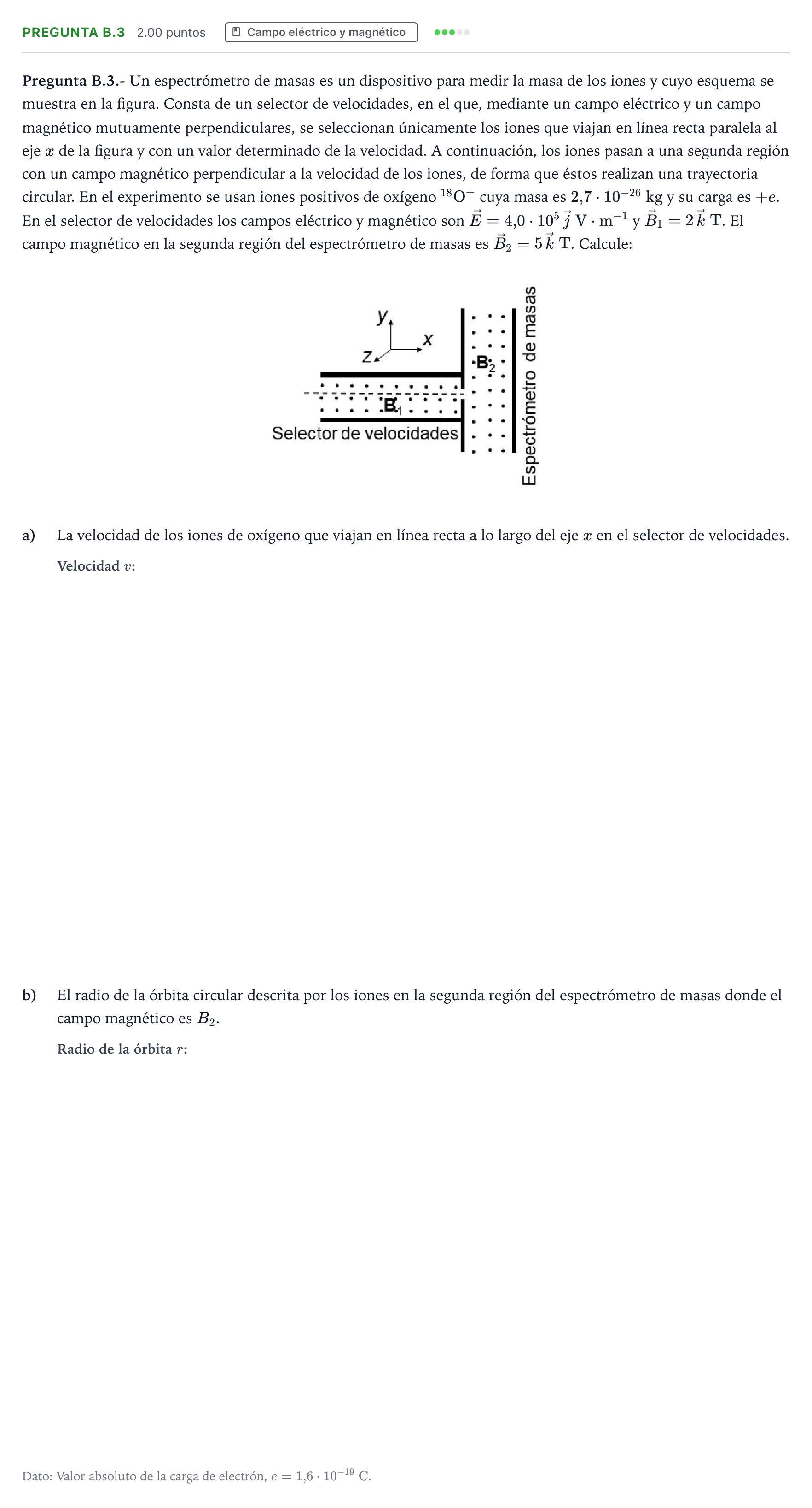 Enunciado: Pregunta B.3 · Física PAU Madrid Extraordinaria 2021