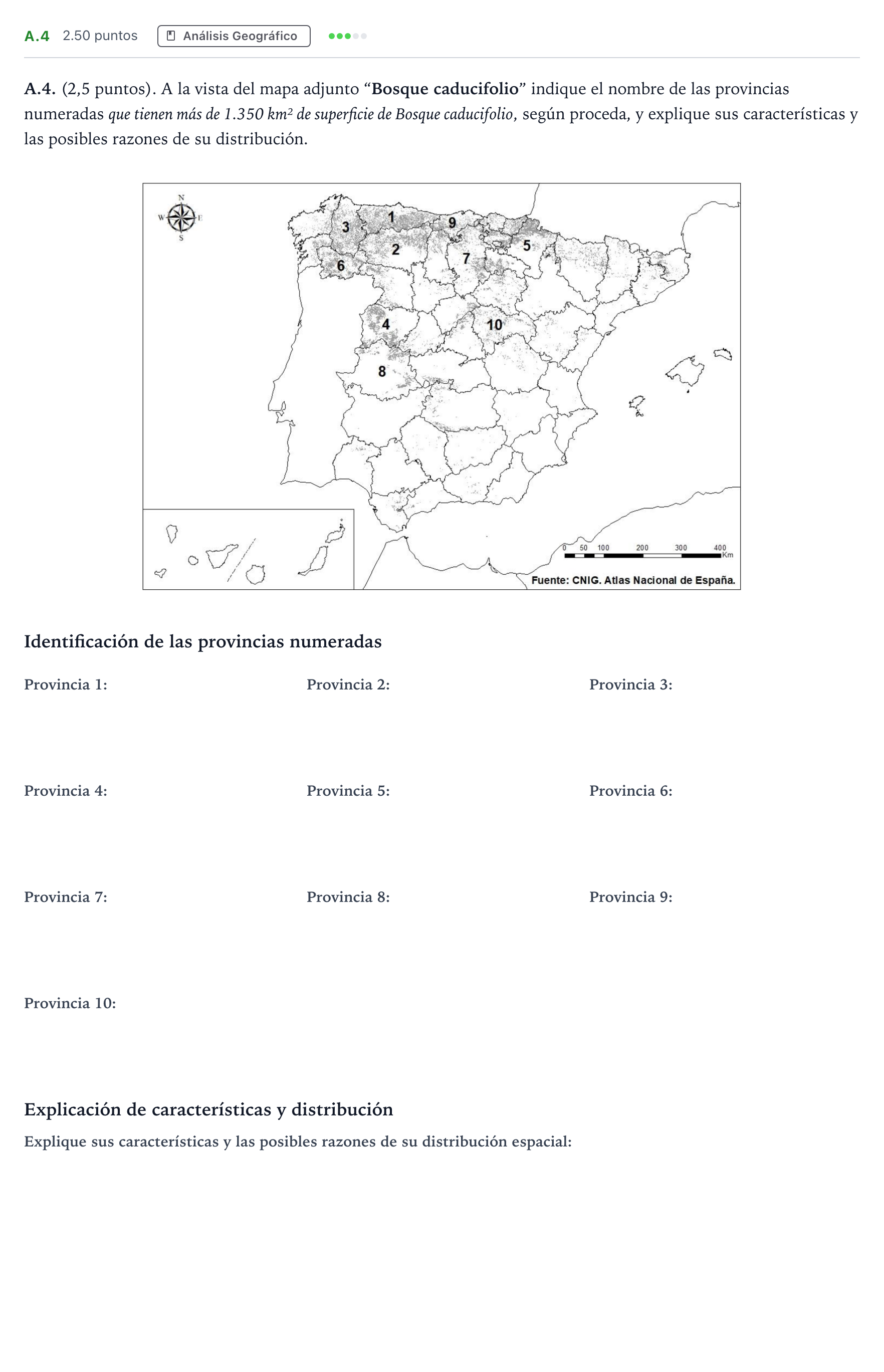 Enunciado: Ejercicio A.4 · Geografía PAU Madrid Extraordinaria 2021