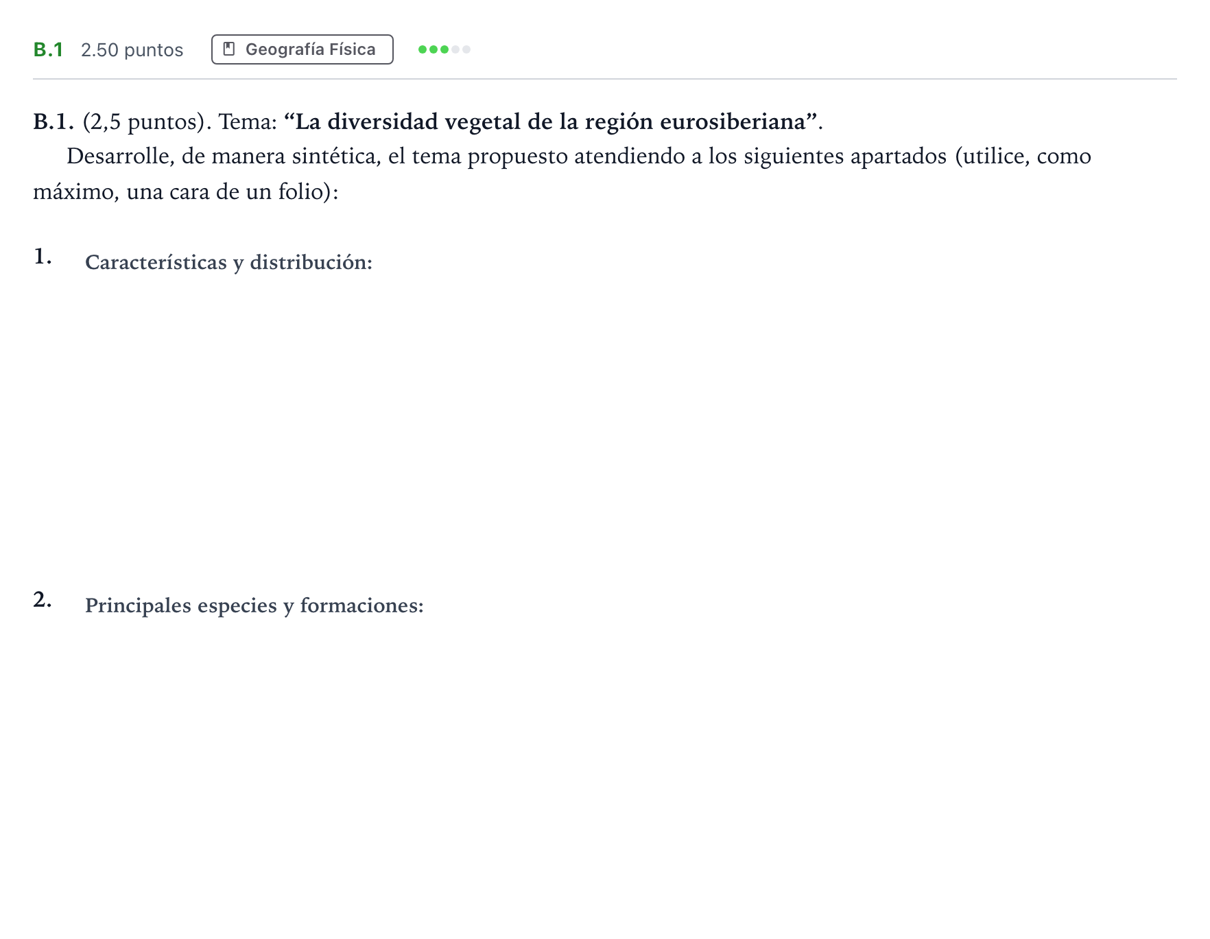 Enunciado: Ejercicio B.1 · Geografía PAU Madrid Extraordinaria 2021