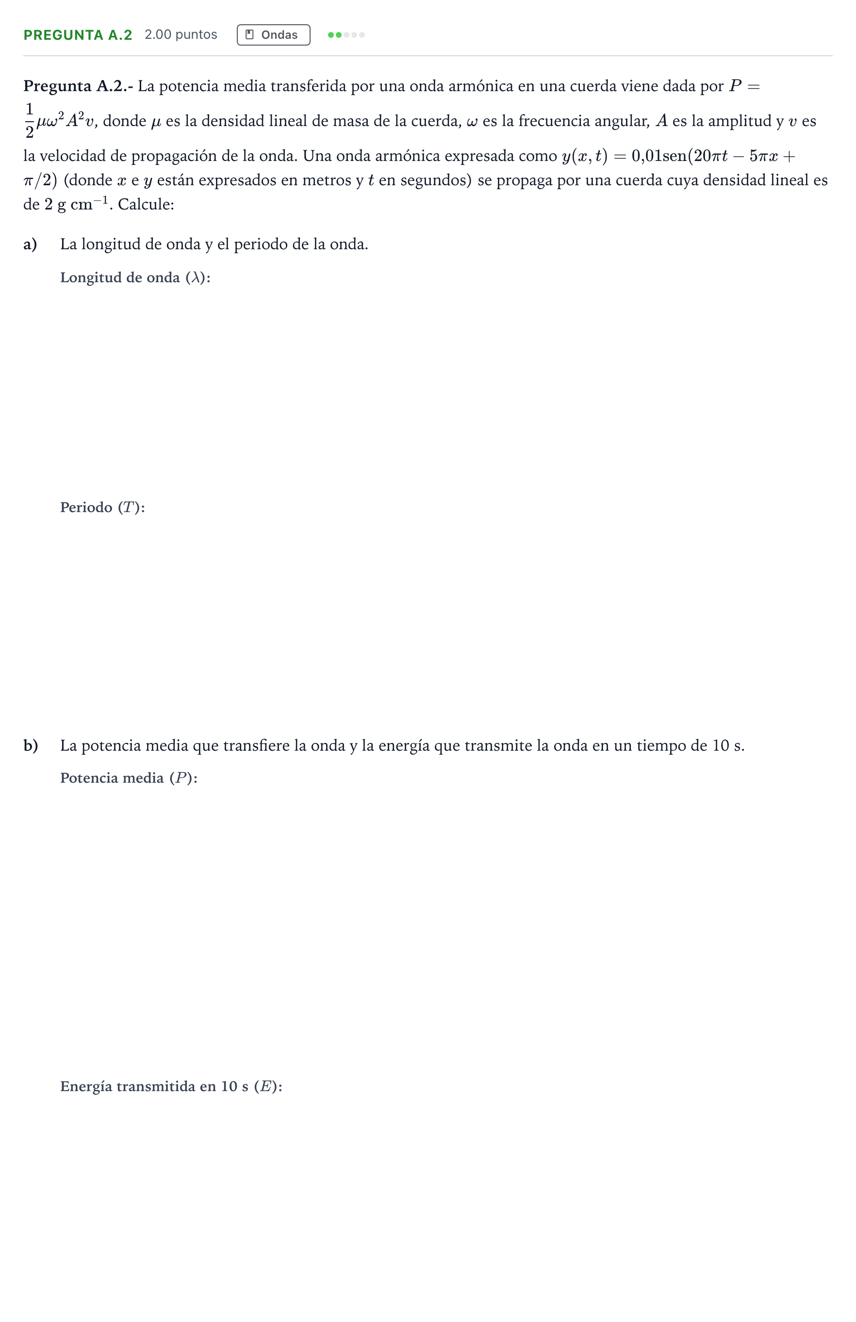 Enunciado: Pregunta A.2 · Física PAU Madrid Modelo 2021