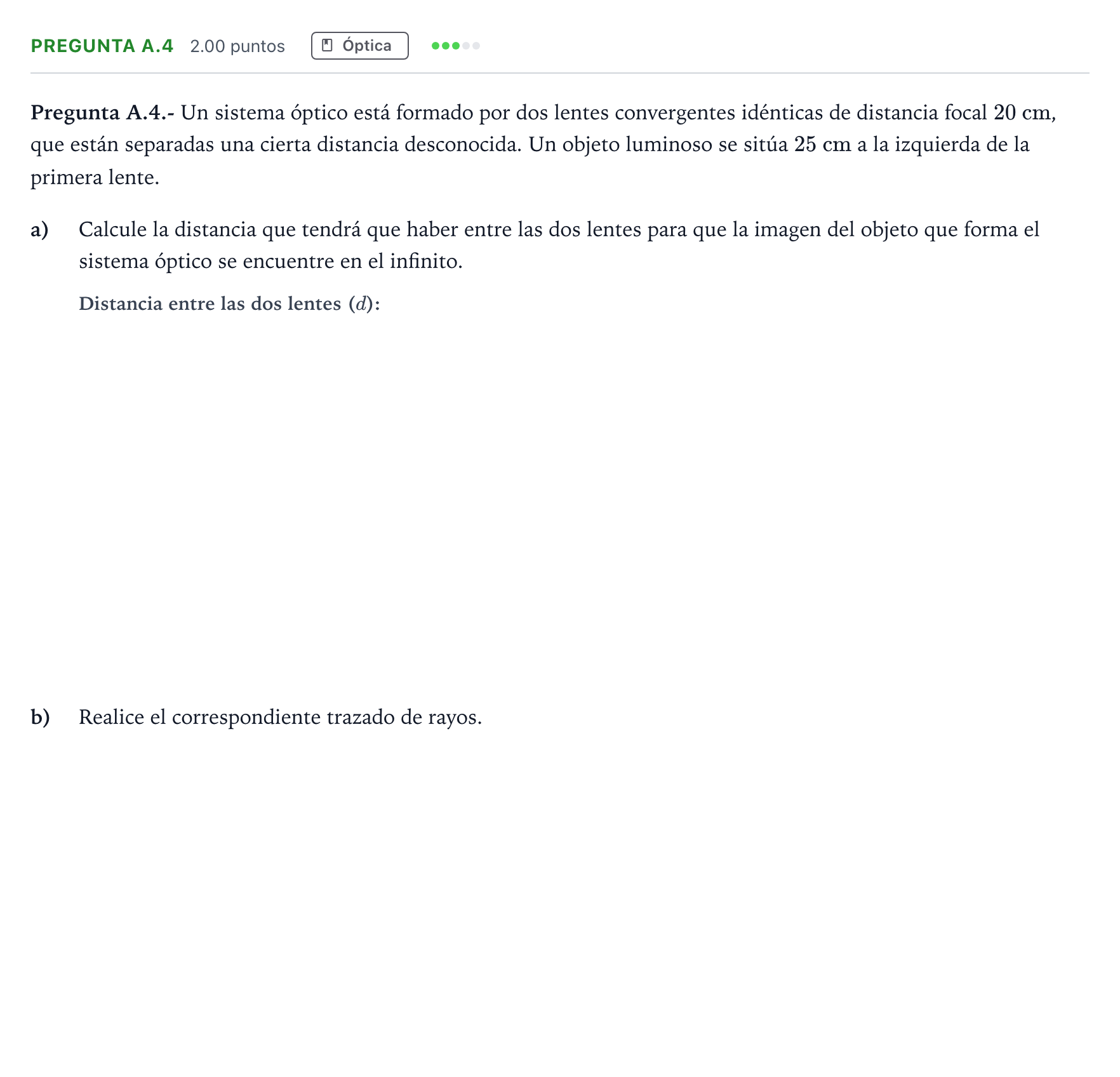 Enunciado: Pregunta A.4 · Física PAU Madrid Modelo 2021