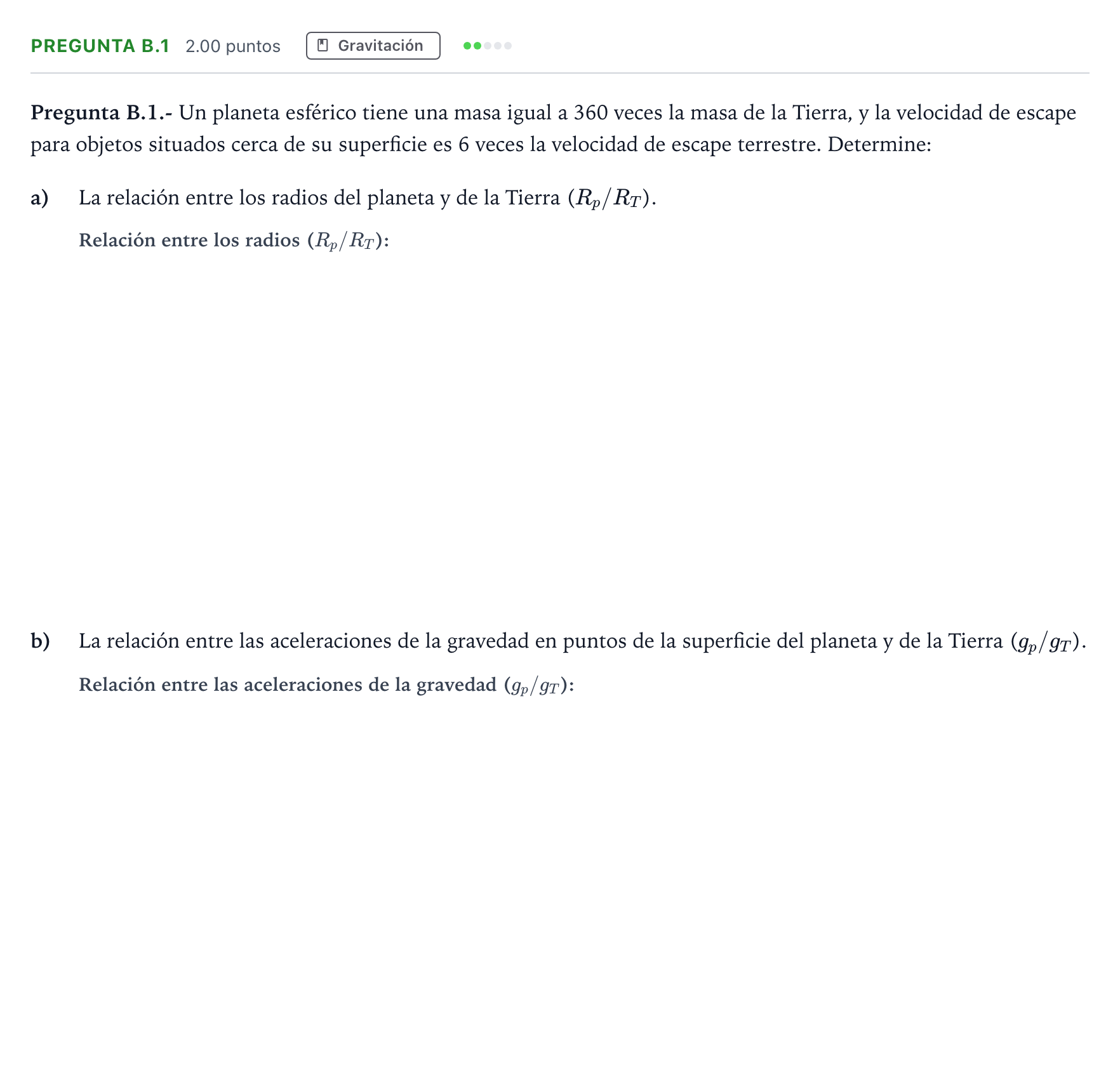 Enunciado: Pregunta B.1 · Física PAU Madrid Modelo 2021