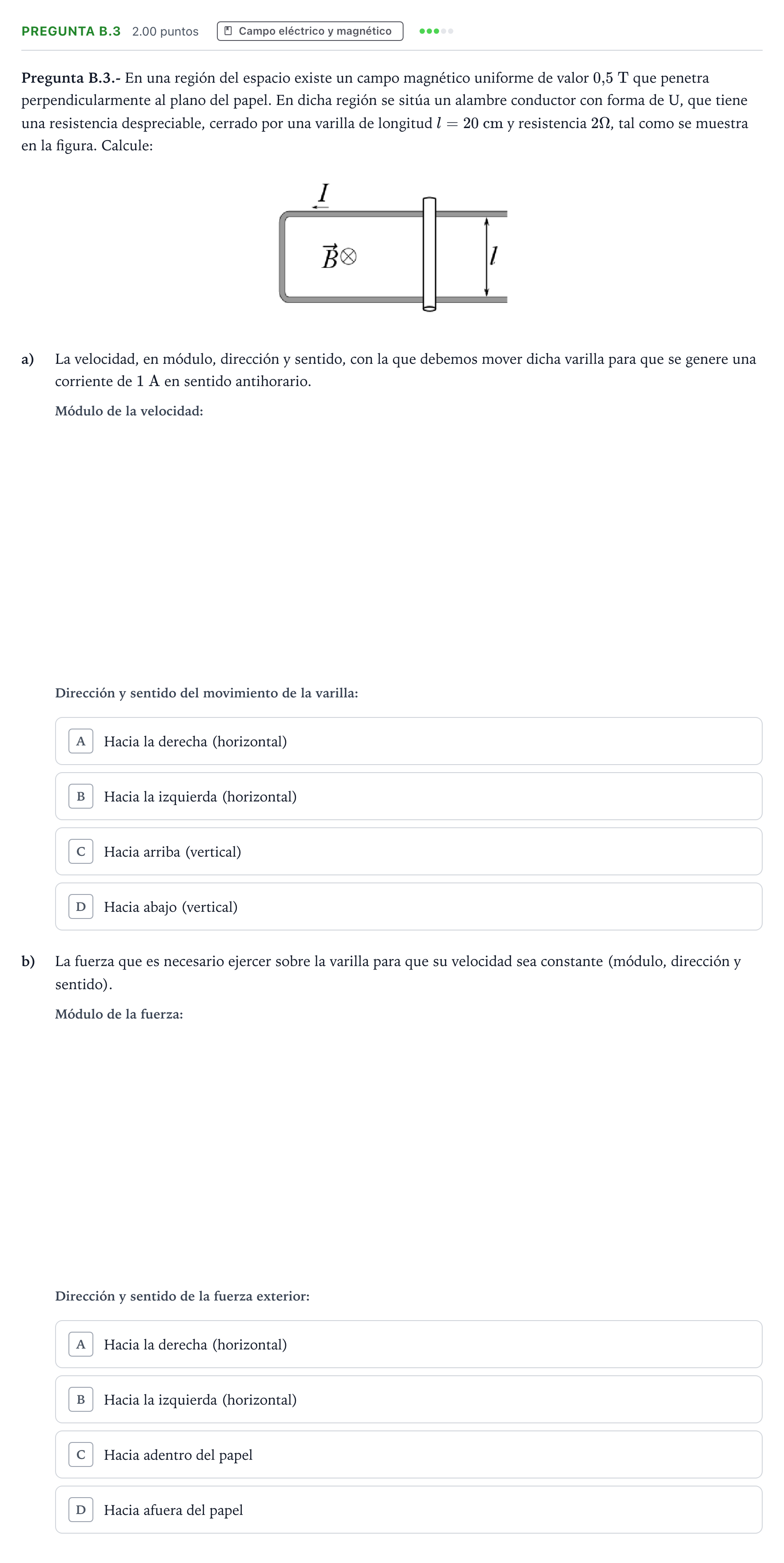 Enunciado: Pregunta B.3 · Física PAU Madrid Modelo 2021