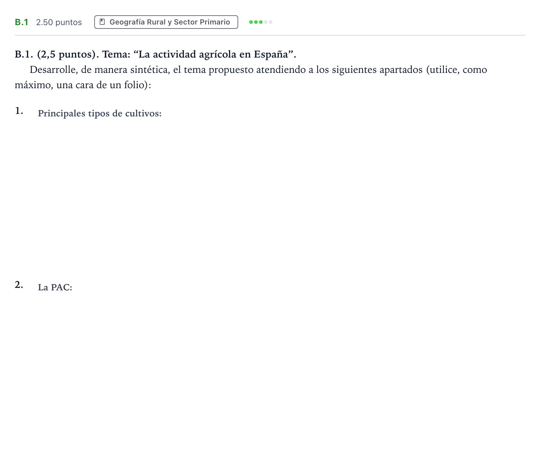 Enunciado: Ejercicio B.1 · Geografía PAU Madrid Modelo 2021
