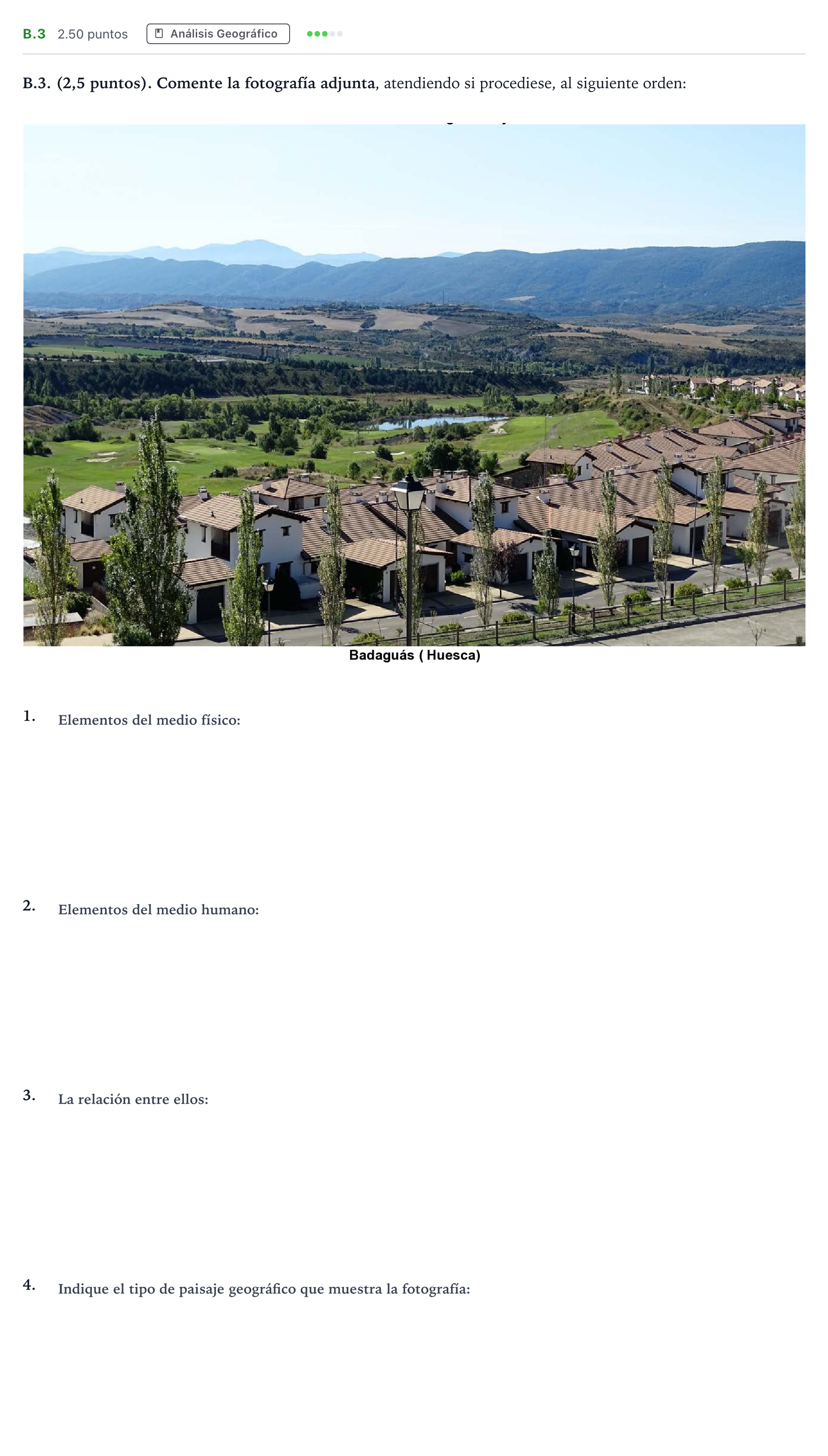 Enunciado: Ejercicio B.3 · Geografía PAU Madrid Modelo 2021