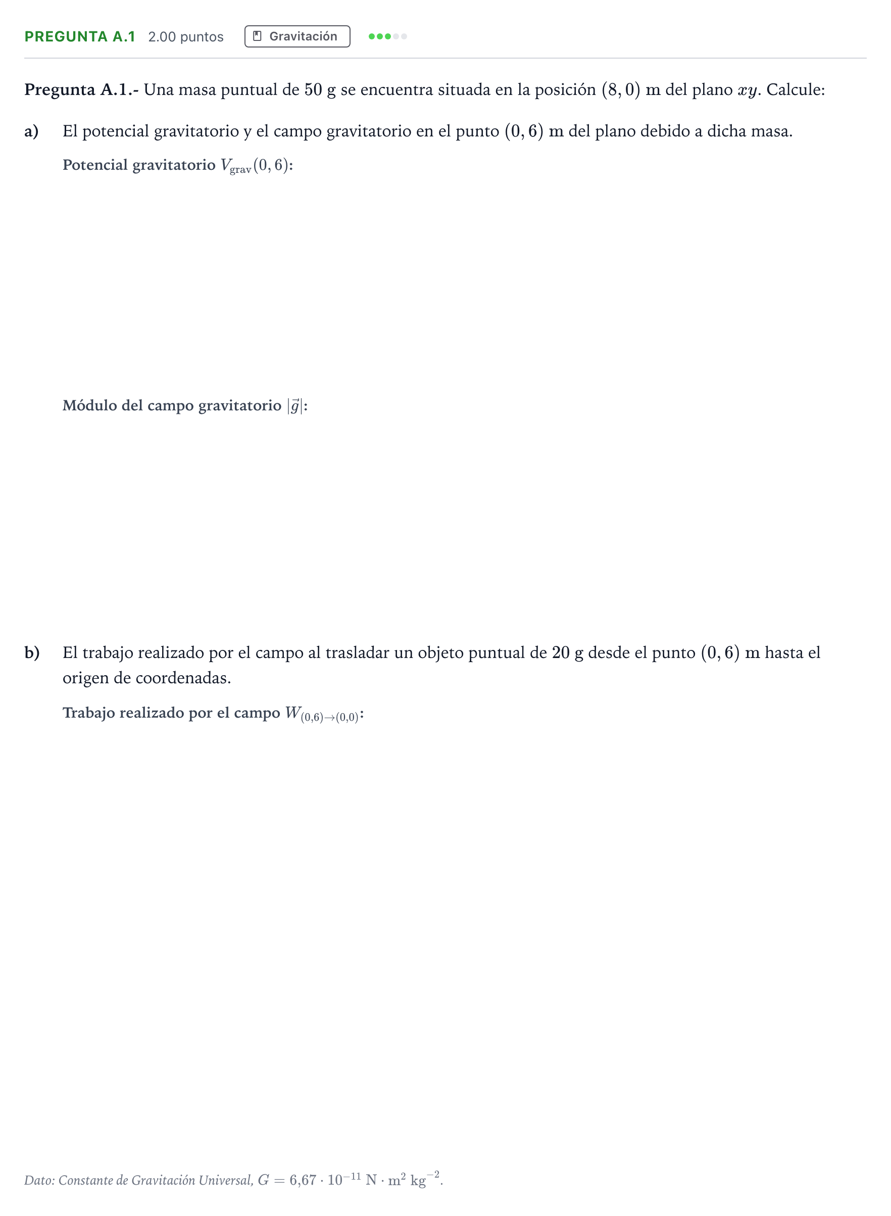 Enunciado: Pregunta A.1 · Física PAU Madrid Ordinaria 2021