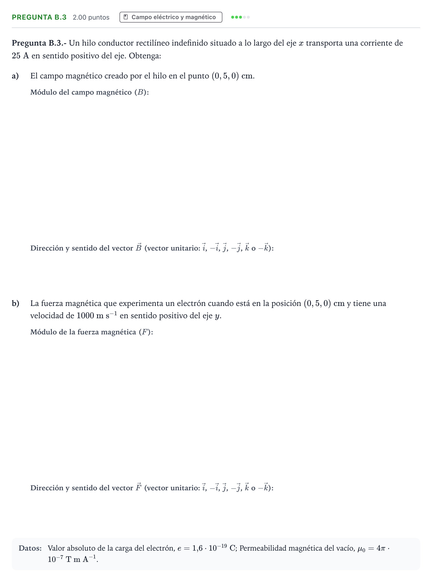 Enunciado: Pregunta B.3 · Física PAU Madrid Ordinaria 2021