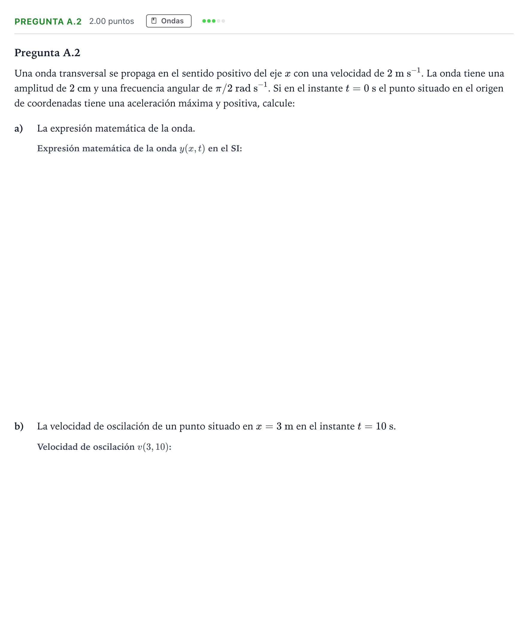 Enunciado: Pregunta A.2 · Física PAU Madrid Ordinaria Coincidencias 2021