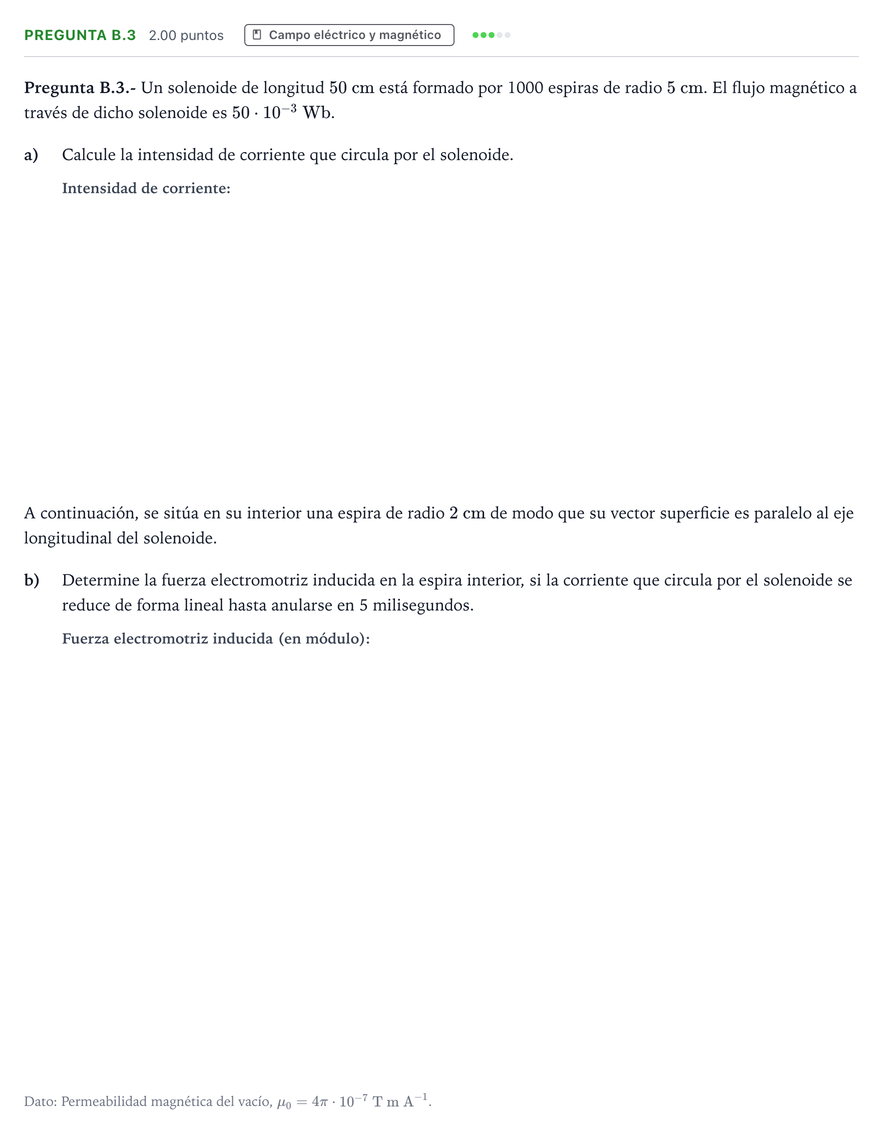 Enunciado: Pregunta B.3 · Física PAU Madrid Ordinaria Coincidencias 2021