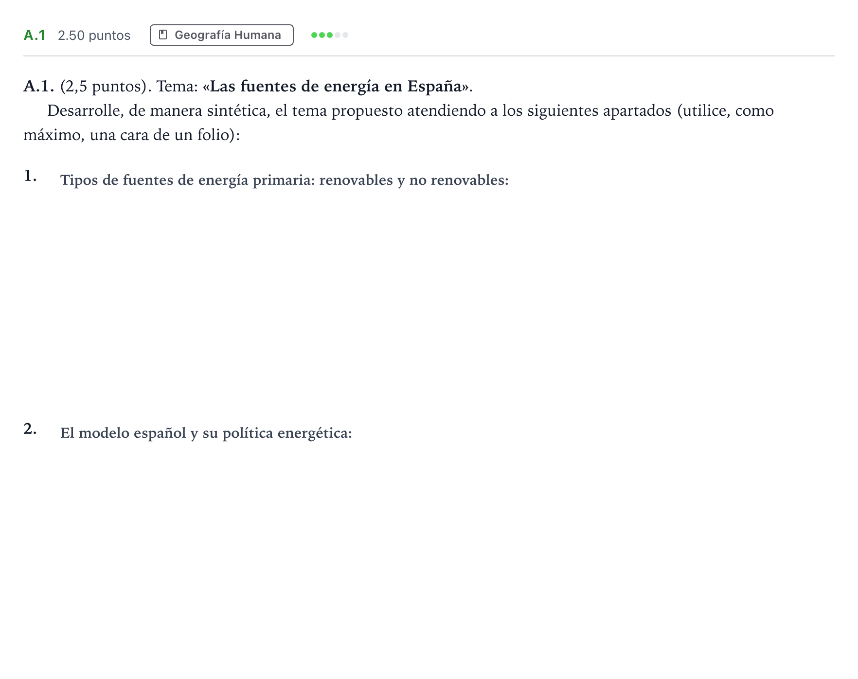 Enunciado: Ejercicio A.1 · Geografía PAU Madrid Ordinaria 2021