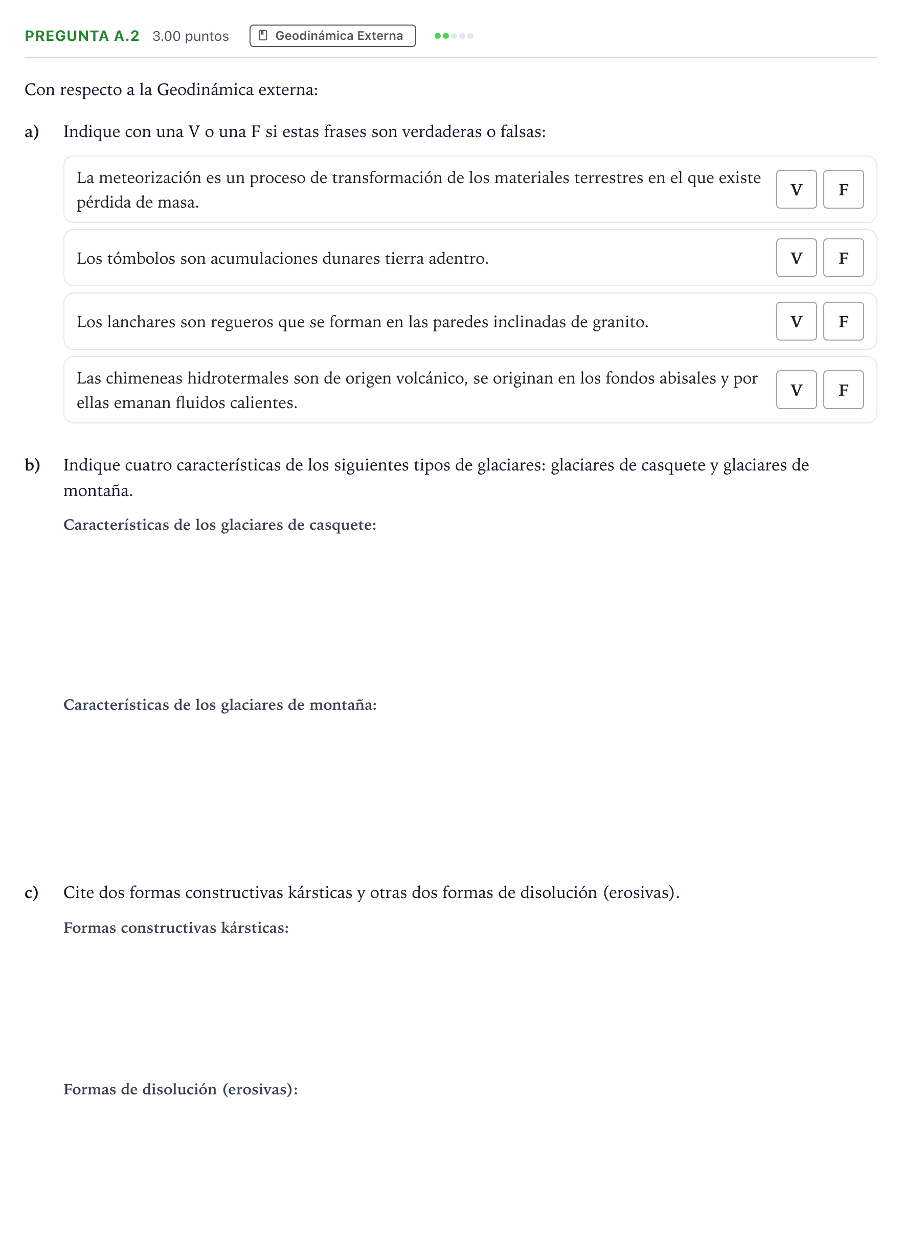 Enunciado: Pregunta A.2 · Geología PAU Madrid Extraordinaria 2021