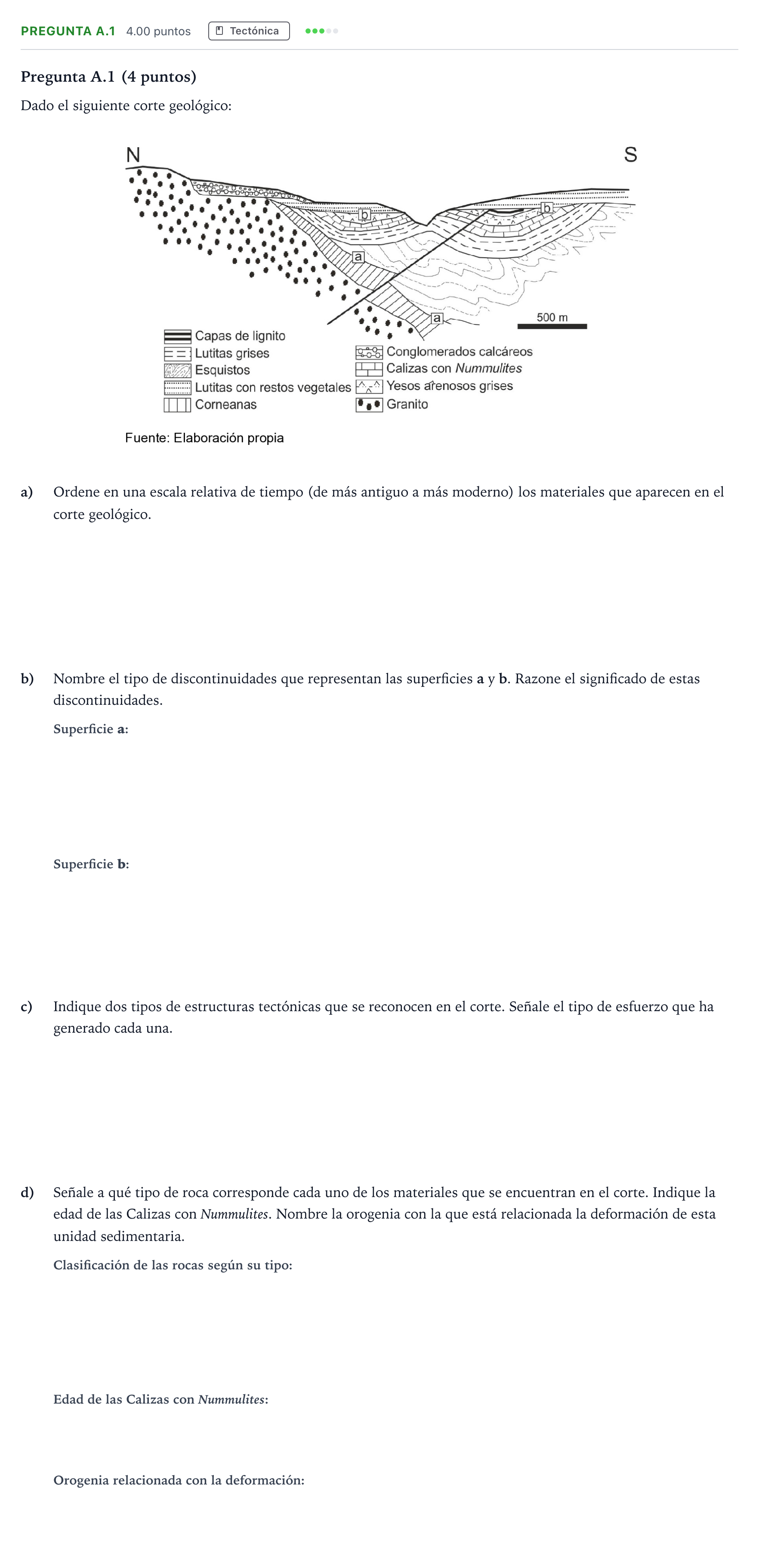 Enunciado: Pregunta A.1 · Geología PAU Madrid Modelo 2021