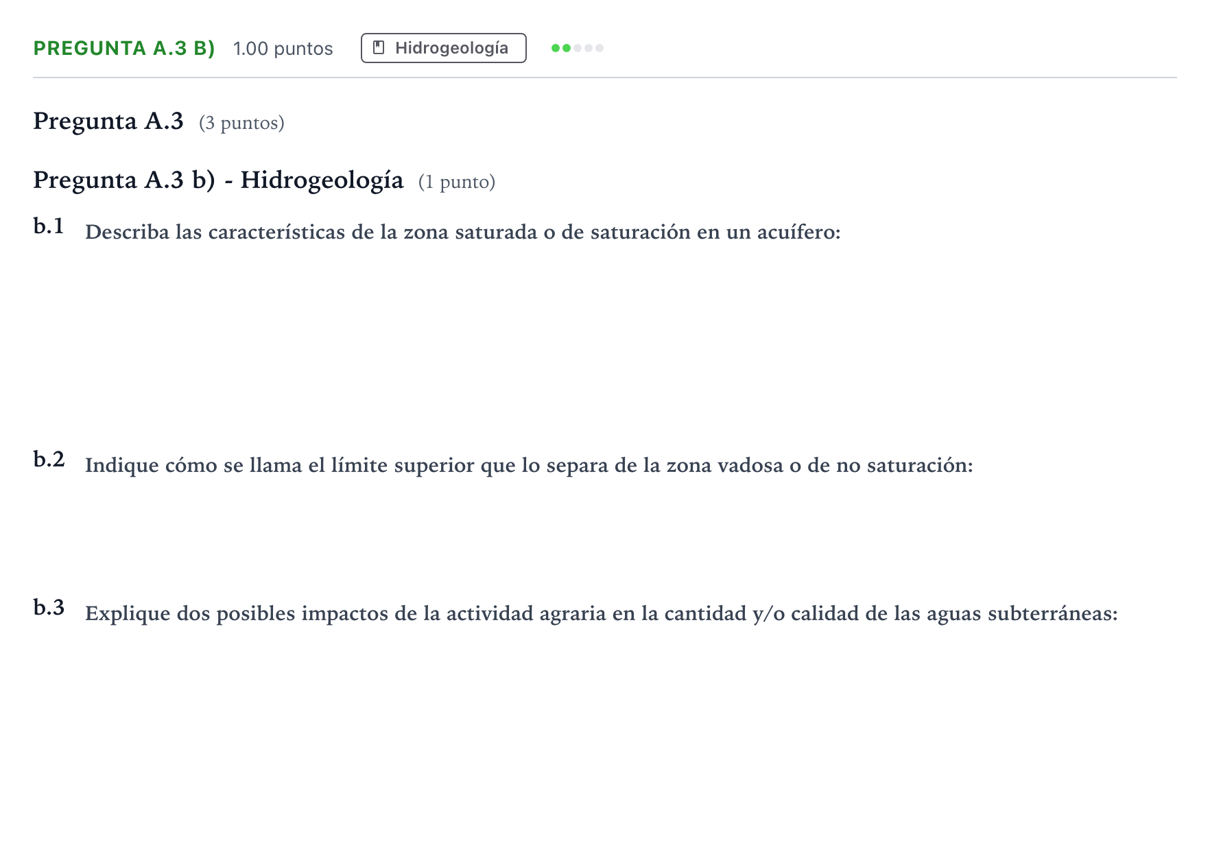 Enunciado: Pregunta A.3 b) - Hidrogeología · Geología PAU Madrid Modelo 2021