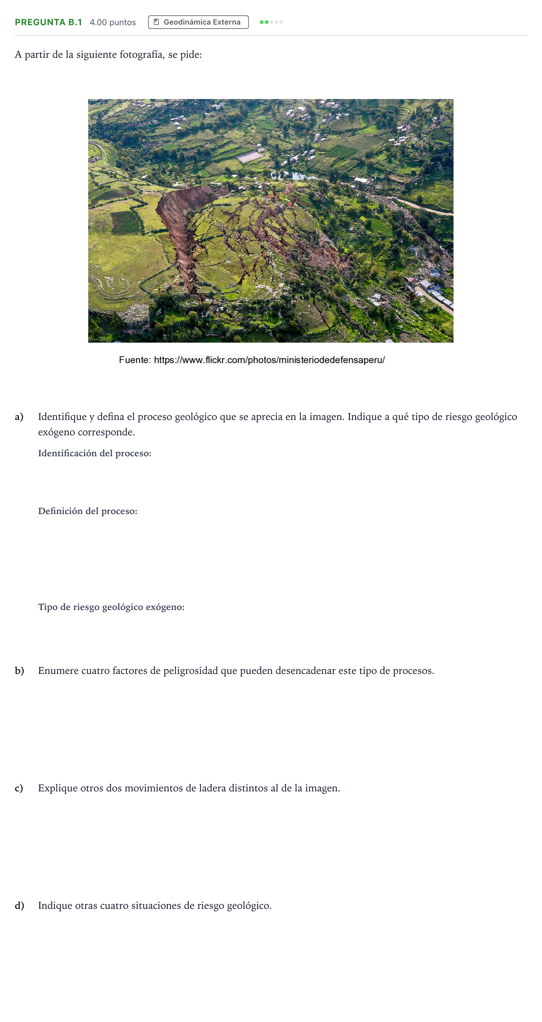 Enunciado: Pregunta B.1 · Geología PAU Madrid Modelo 2021